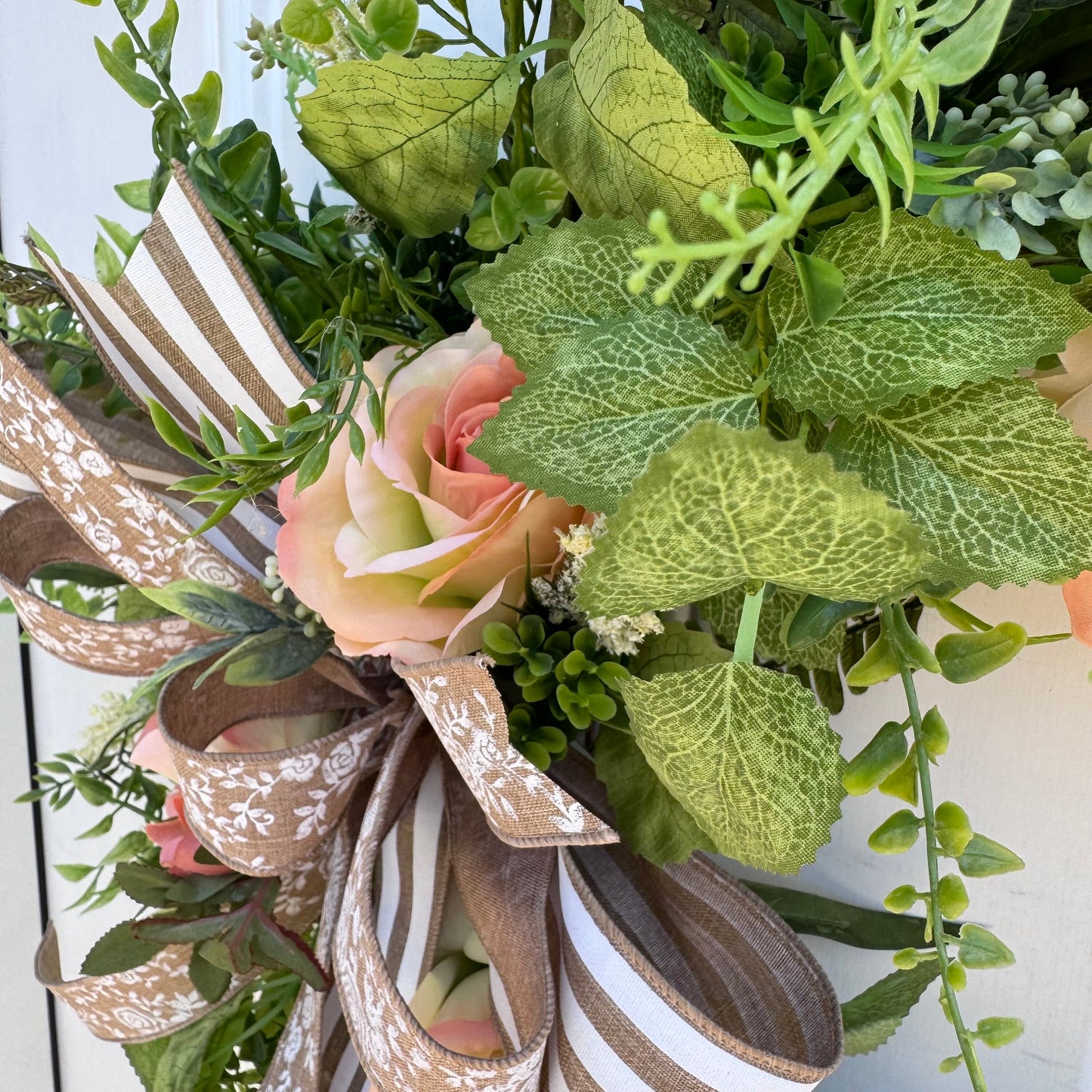 Rose Grapevine Wreath for Front Door Rustic Cluntey Home Decor for Outdoor Porch or Indoor Office Wall Hanging, Spring Wreath Gift for Her