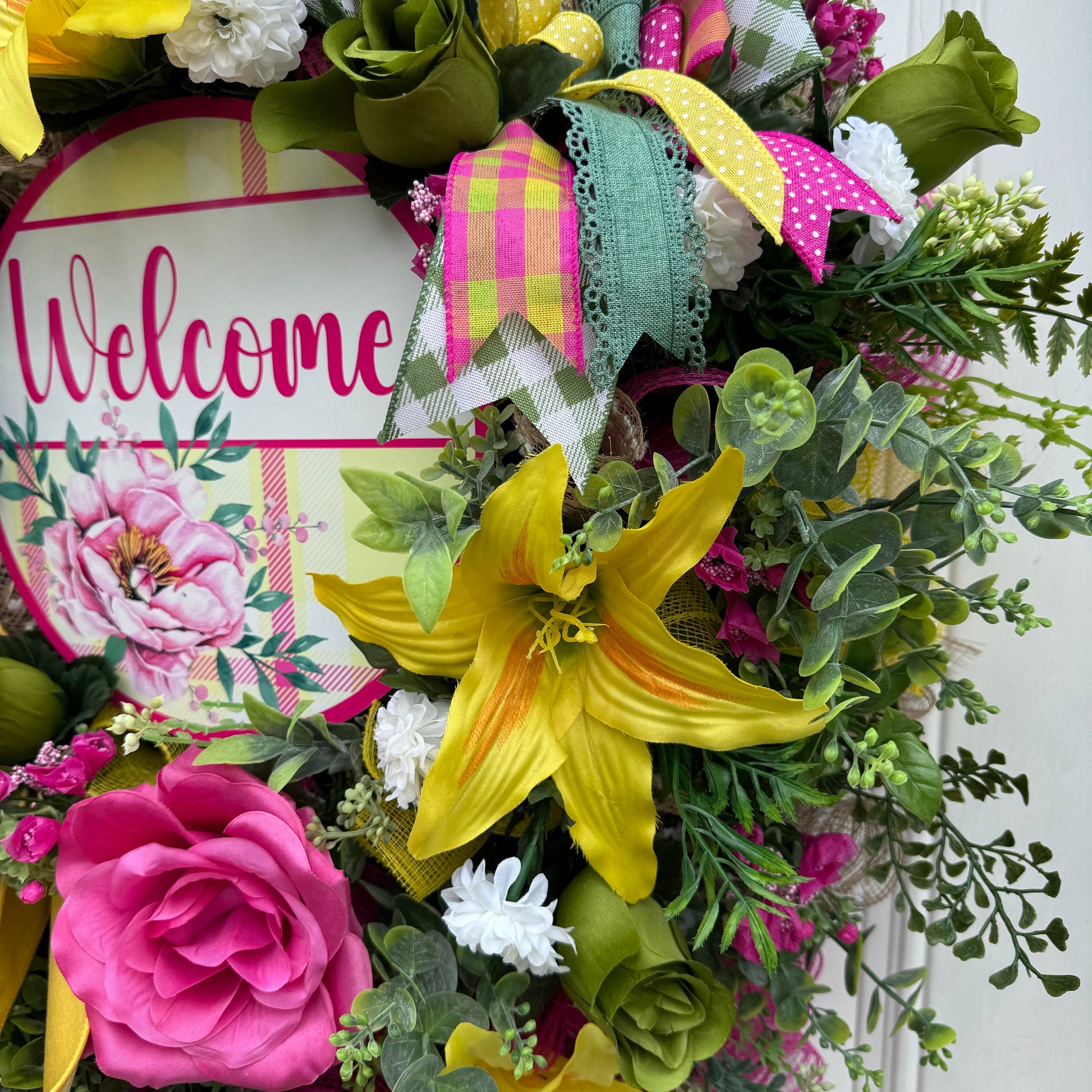 Tropical Flower Wreath for Front Door Hawaiian Home Decor for Outdoor Porch or indoor Office Wall Hanging Beach Decor