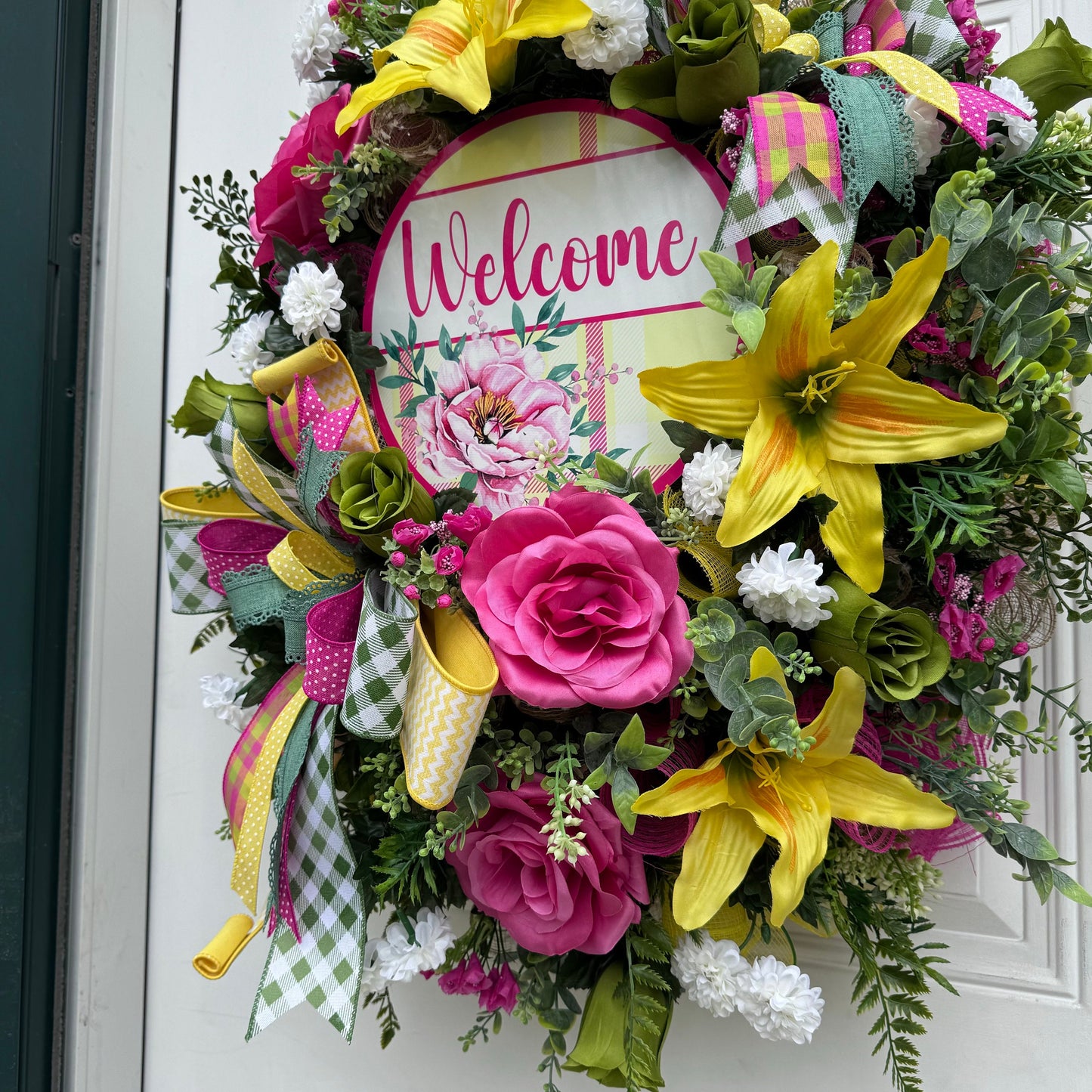 Tropical Flower Wreath for Front Door Hawaiian Home Decor for Outdoor Porch or indoor Office Wall Hanging Beach Decor