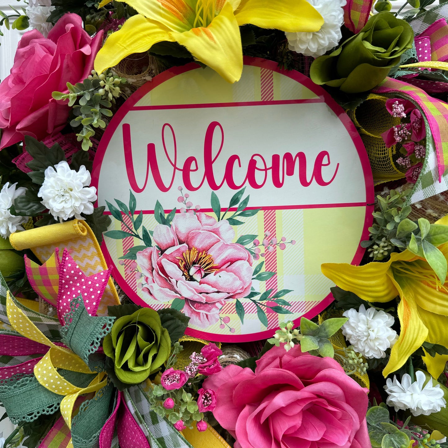 Tropical Flower Wreath for Front Door Hawaiian Home Decor for Outdoor Porch or indoor Office Wall Hanging Beach Decor