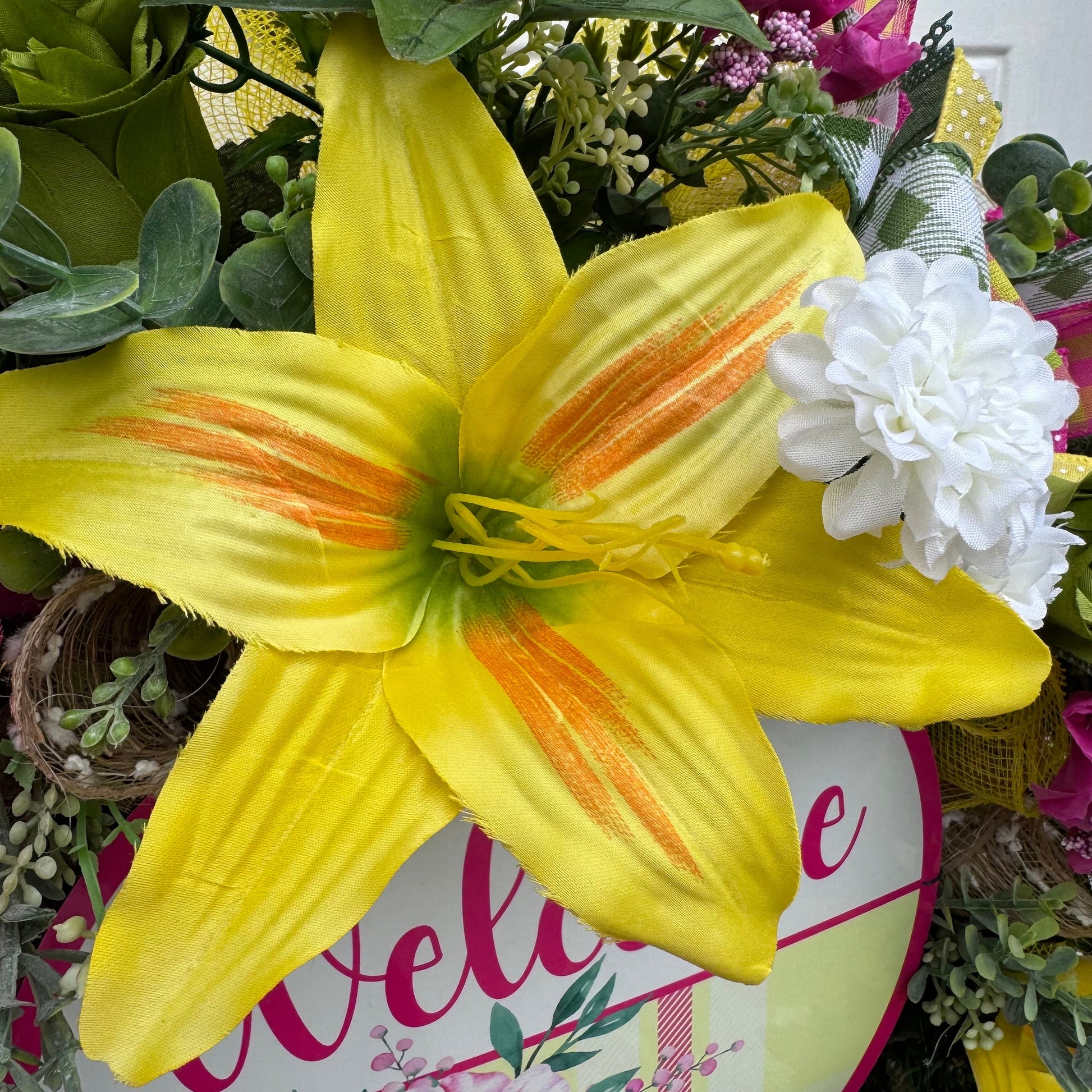 Tropical Flower Wreath for Front Door Hawaiian Home Decor for Outdoor Porch or indoor Office Wall Hanging Beach Decor