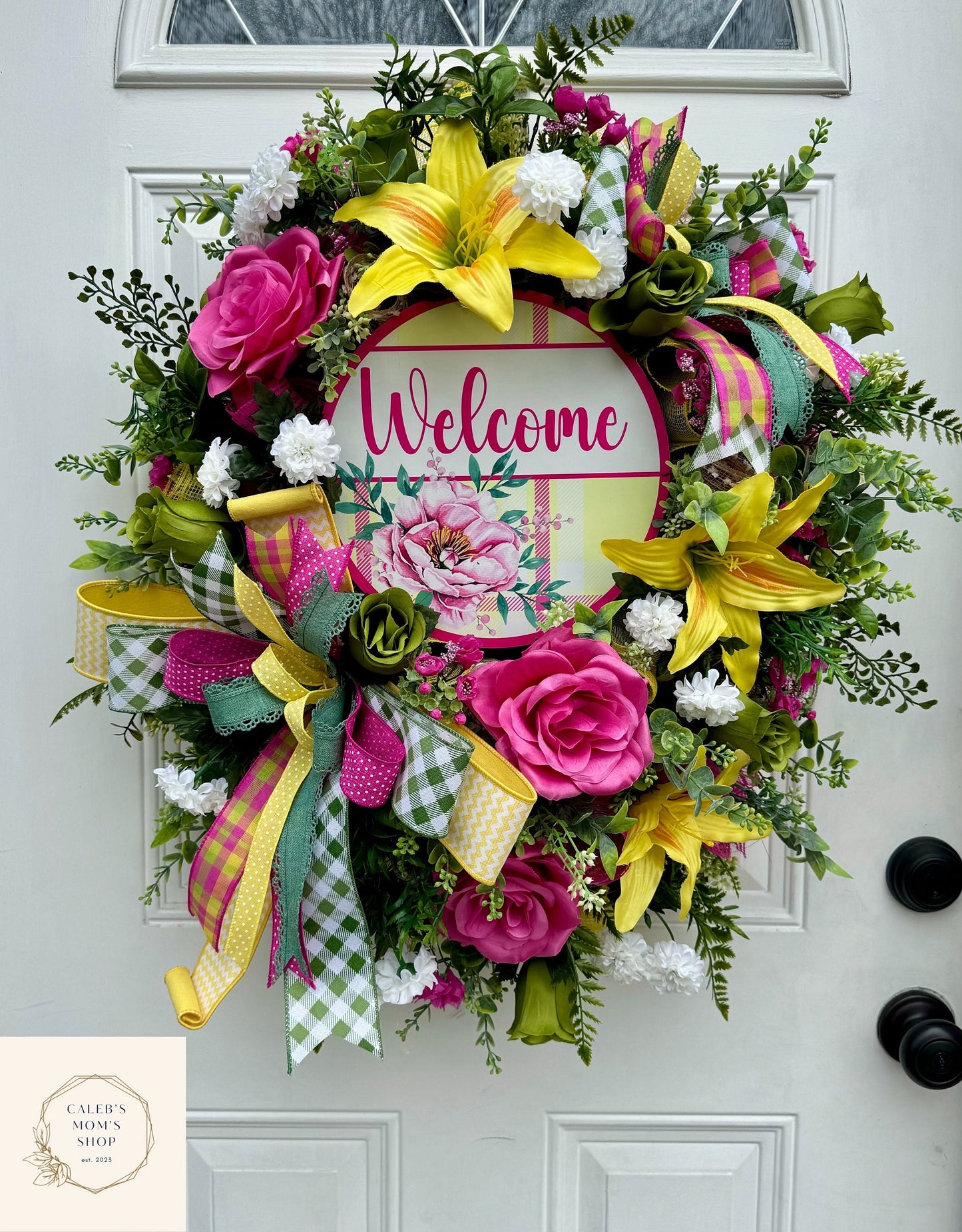 Tropical Flower Wreath for Front Door Hawaiian Home Decor for Outdoor Porch or indoor Office Wall Hanging Beach Decor