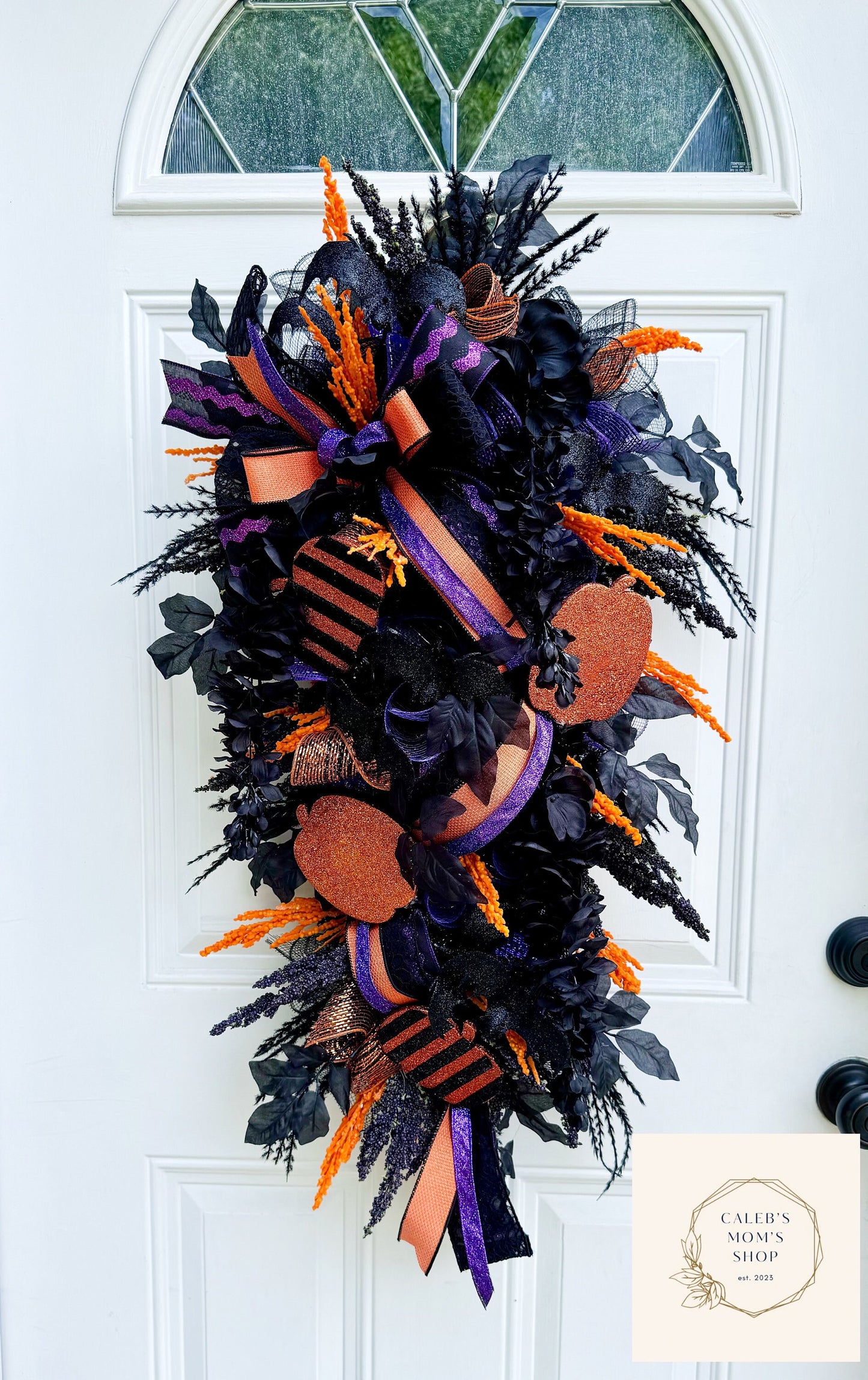 Halloween Pumpkin Swag Front Door Decor Fall Mystical Indoor or Outdoor Wall Hanging Seasonal Home Porch Decorations for Office Parties