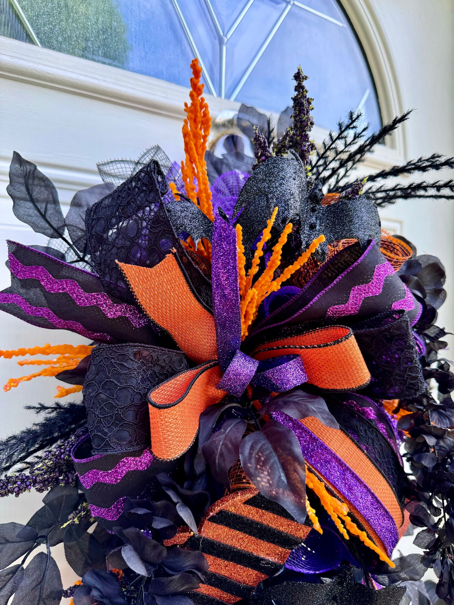 Halloween Pumpkin Swag Front Door Decor Fall Mystical Indoor or Outdoor Wall Hanging Seasonal Home Porch Decorations for Office Parties
