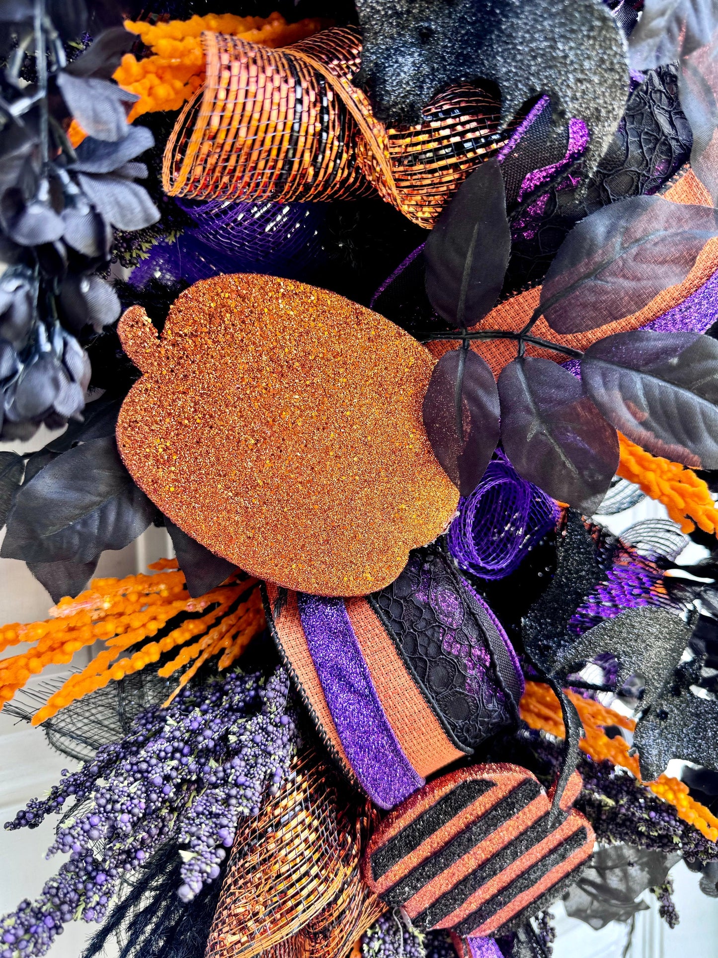 Halloween Pumpkin Swag Front Door Decor Fall Mystical Indoor or Outdoor Wall Hanging Seasonal Home Porch Decorations for Office Parties