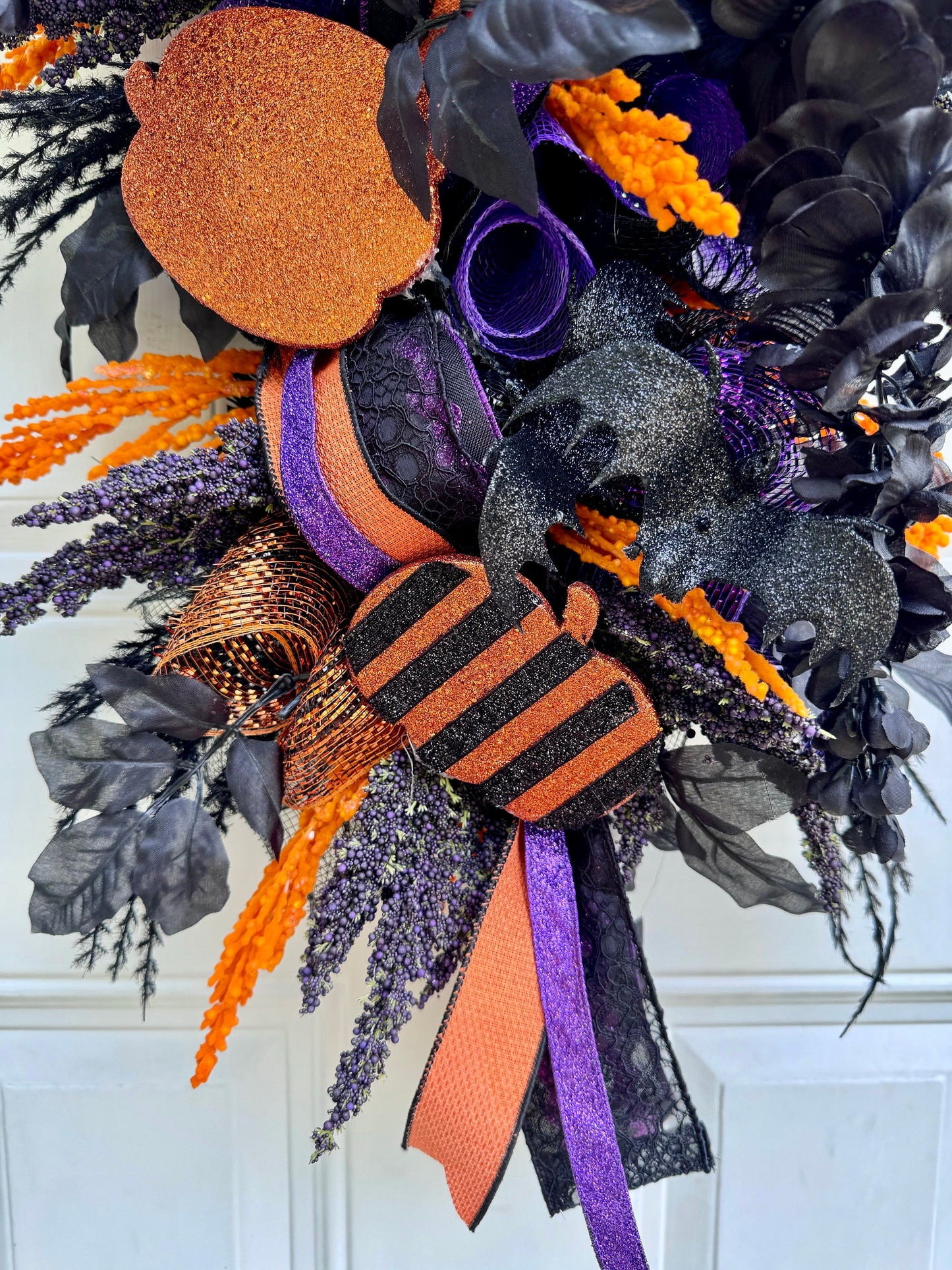 Halloween Pumpkin Swag Front Door Decor Fall Mystical Indoor or Outdoor Wall Hanging Seasonal Home Porch Decorations for Office Parties