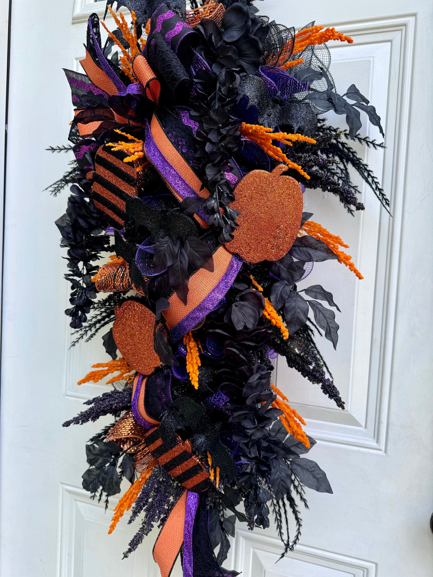 Halloween Pumpkin Swag Front Door Decor Fall Mystical Indoor or Outdoor Wall Hanging Seasonal Home Porch Decorations for Office Parties
