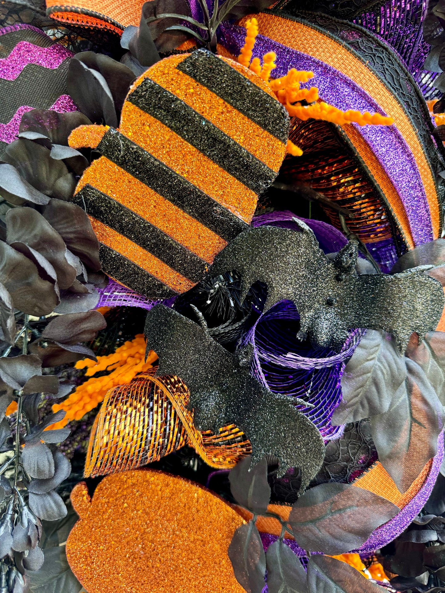 Halloween Pumpkin Swag Front Door Decor Fall Mystical Indoor or Outdoor Wall Hanging Seasonal Home Porch Decorations for Office Parties