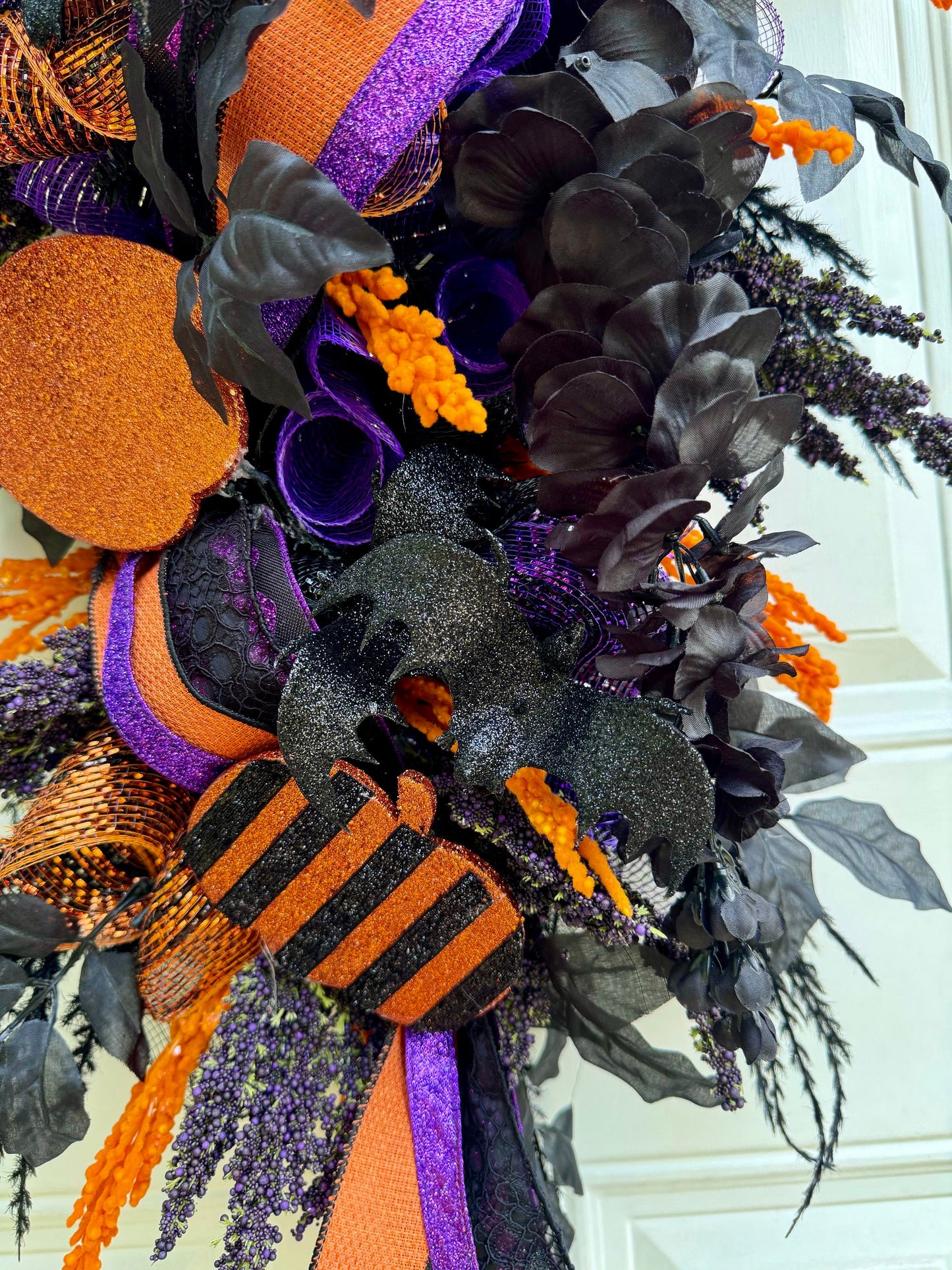 Halloween Pumpkin Swag Front Door Decor Fall Mystical Indoor or Outdoor Wall Hanging Seasonal Home Porch Decorations for Office Parties