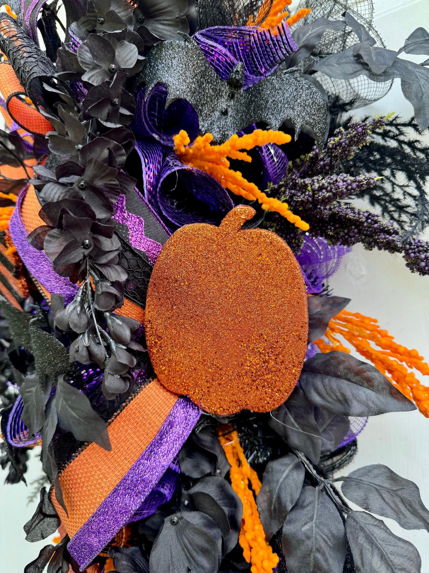 Halloween Pumpkin Swag Front Door Decor Fall Mystical Indoor or Outdoor Wall Hanging Seasonal Home Porch Decorations for Office Parties