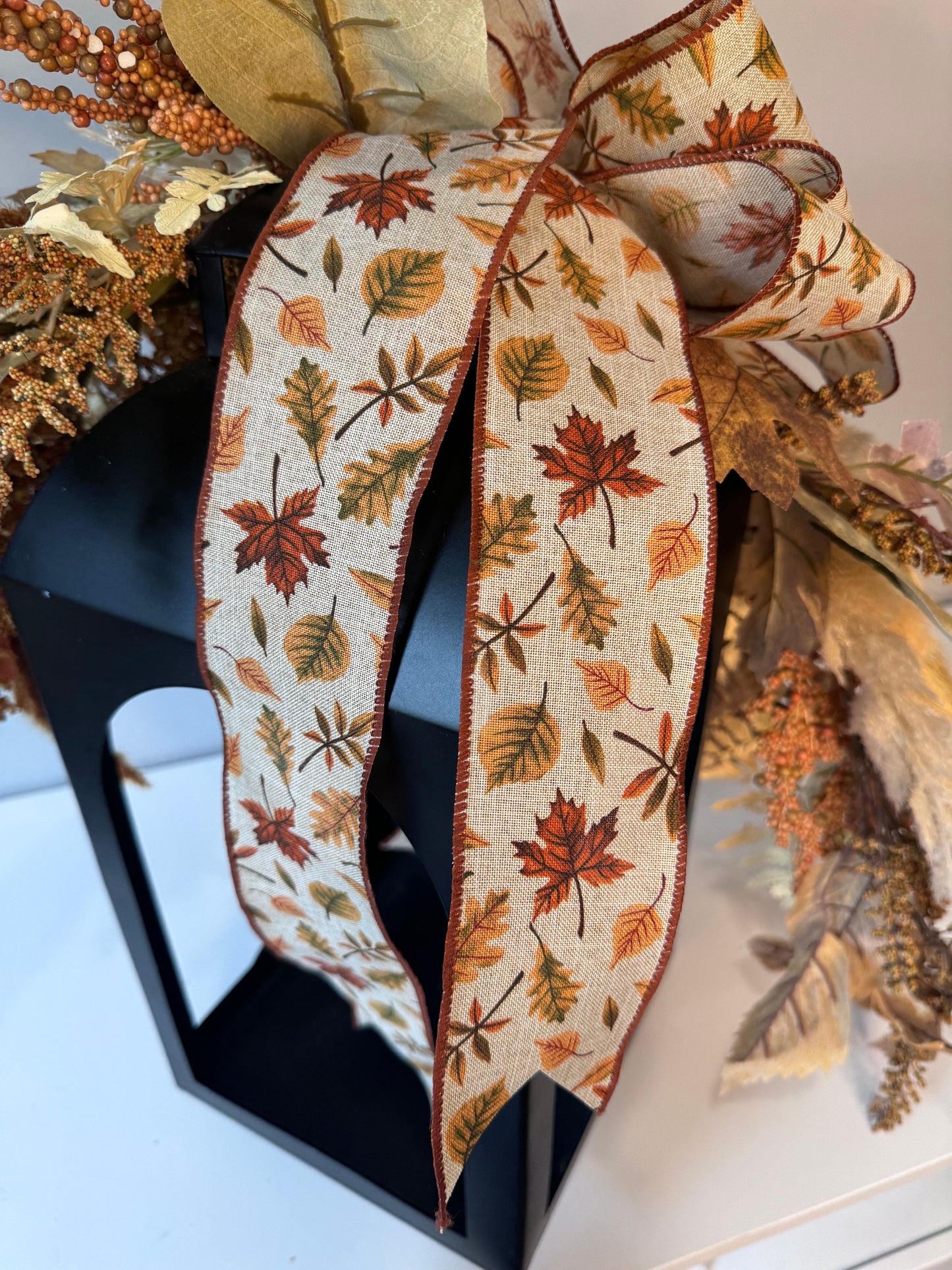 Fall Lantern Topper, Boho Fall Host Home Gift, Neutral Autumn Home decor for Fireplace, Thanksgiving Centerpiece