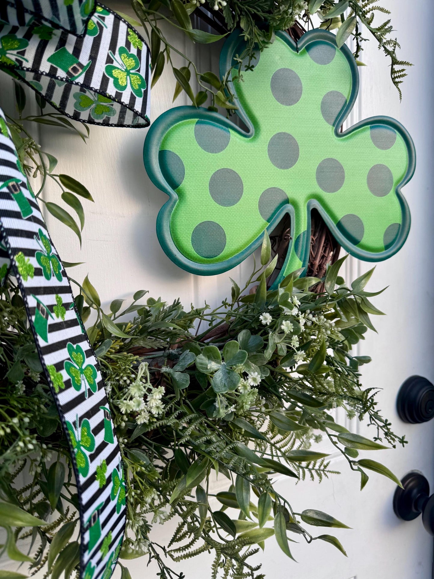 St. Patrick's Day Wreath for Front Door, Greenery Spring Wreath for Door, St. Patrick's Day Decor for Home, St. Patty's Day Welcome Wreath