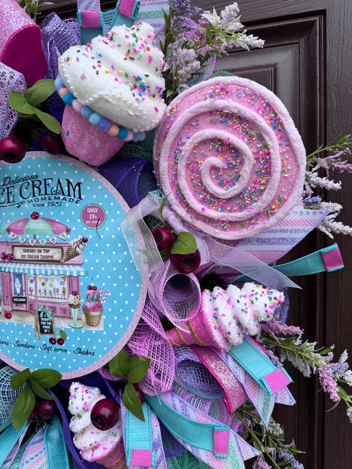 Whimsical Popsicle Wreath for Front Door, Ice Cream Shop Decor, Birthday Party Decoration, Candy Land Theme Decor for Outdoor Porch
