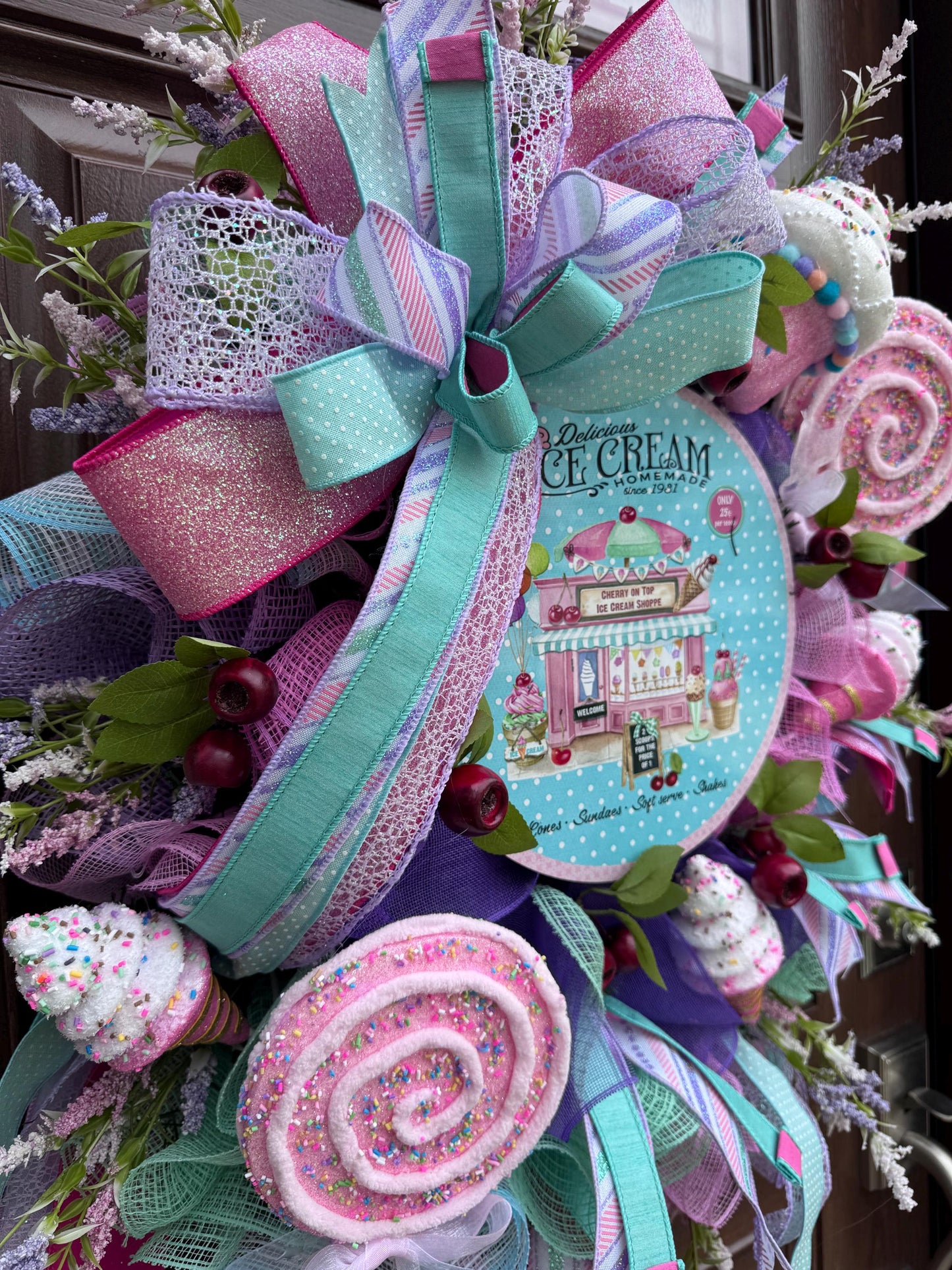 Whimsical Popsicle Wreath for Front Door, Ice Cream Shop Decor, Birthday Party Decoration, Candy Land Theme Decor for Outdoor Porch