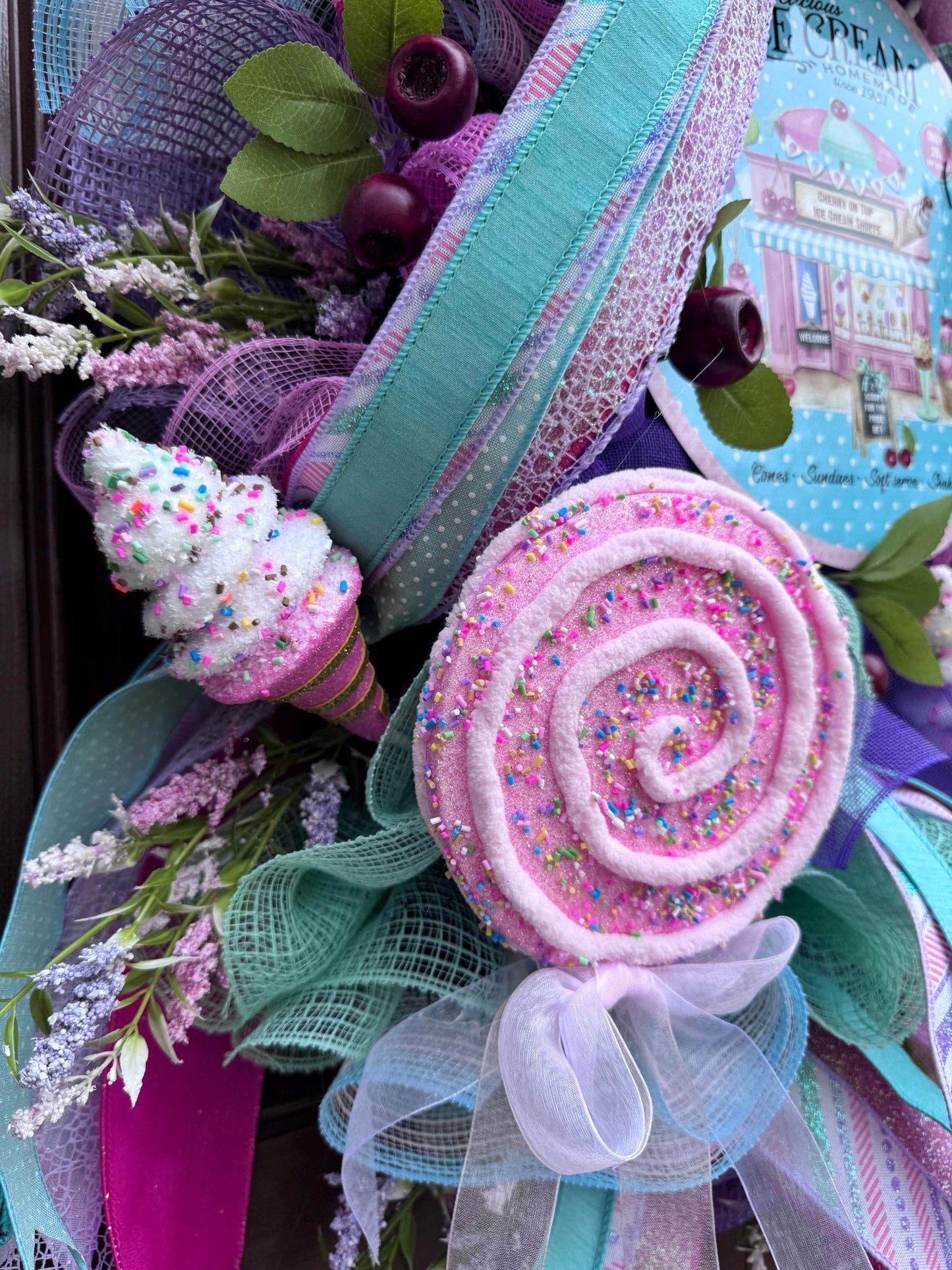 Whimsical Popsicle Wreath for Front Door, Ice Cream Shop Decor, Birthday Party Decoration, Candy Land Theme Decor for Outdoor Porch