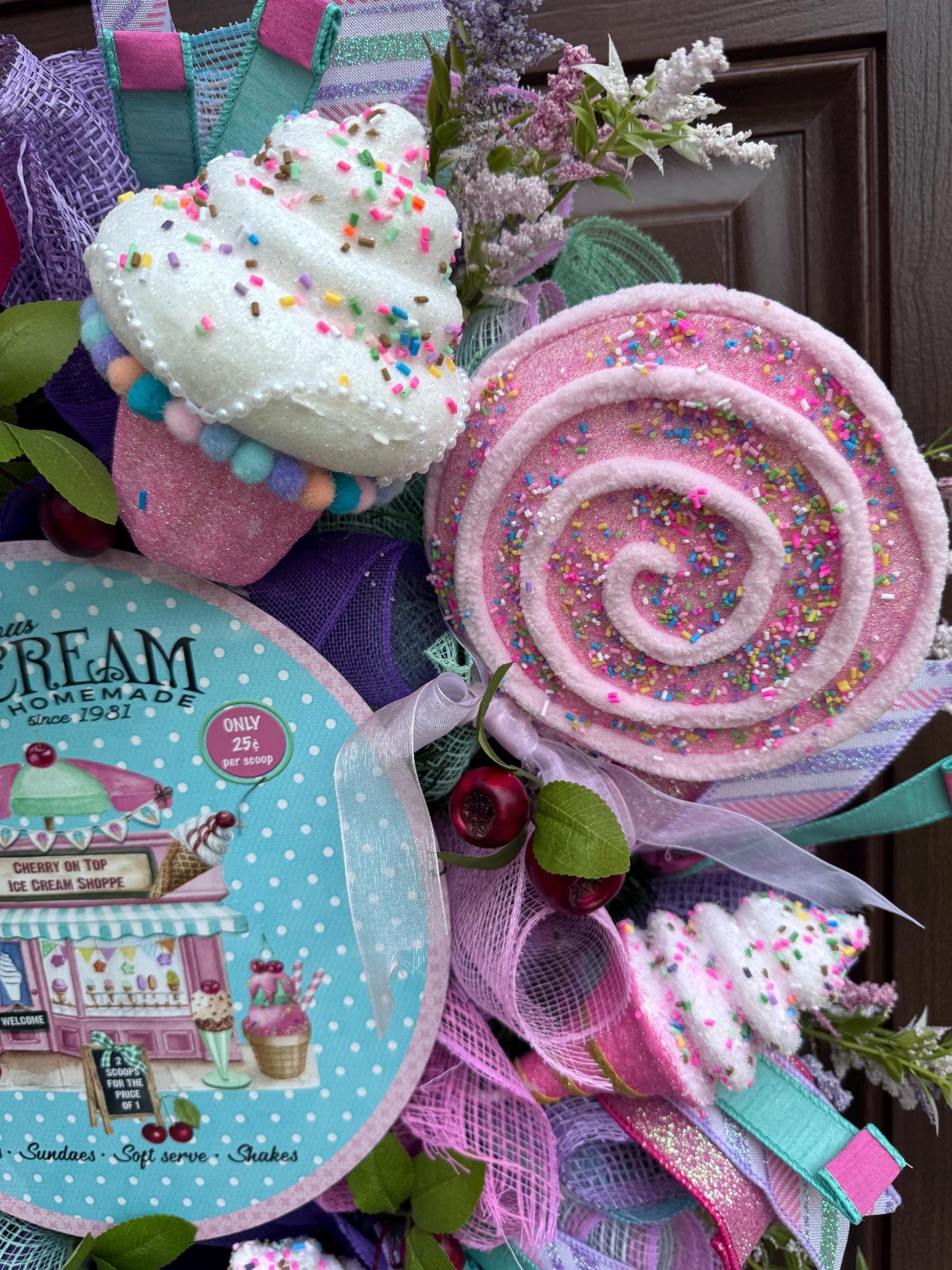 Whimsical Popsicle Wreath for Front Door, Ice Cream Shop Decor, Birthday Party Decoration, Candy Land Theme Decor for Outdoor Porch