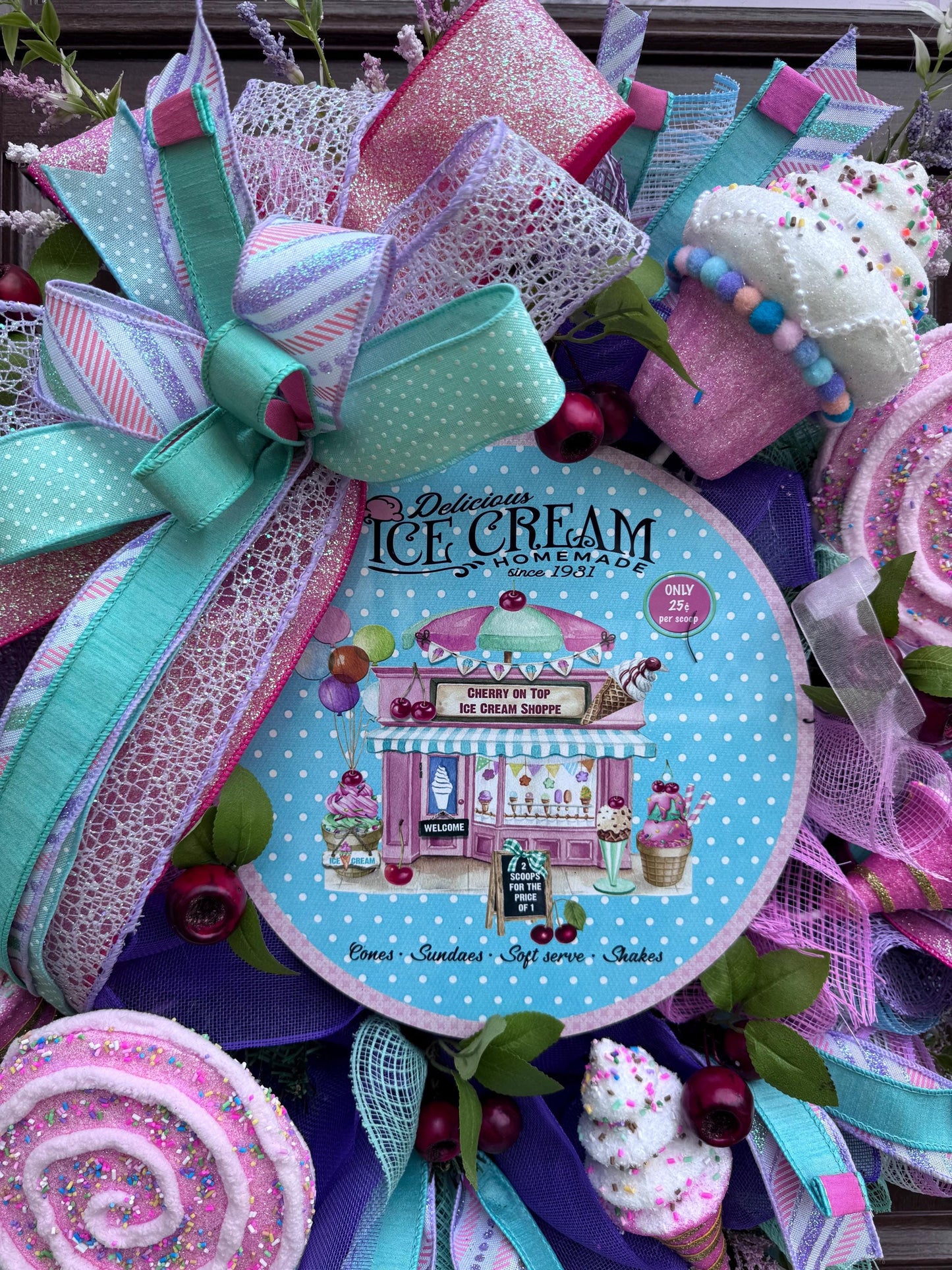 Whimsical Popsicle Wreath for Front Door, Ice Cream Shop Decor, Birthday Party Decoration, Candy Land Theme Decor for Outdoor Porch