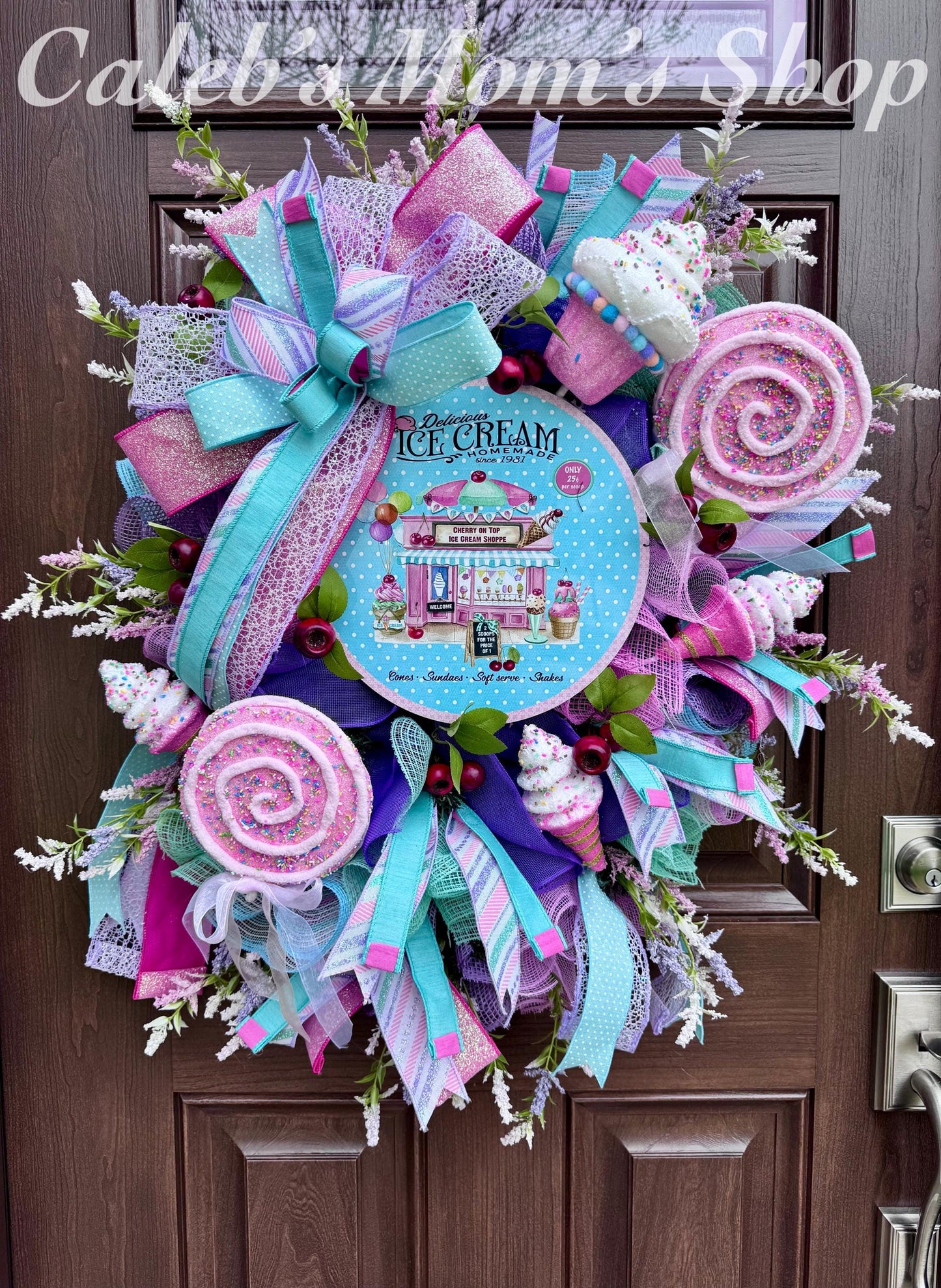 Whimsical Popsicle Wreath for Front Door, Ice Cream Shop Decor, Birthday Party Decoration, Candy Land Theme Decor for Outdoor Porch