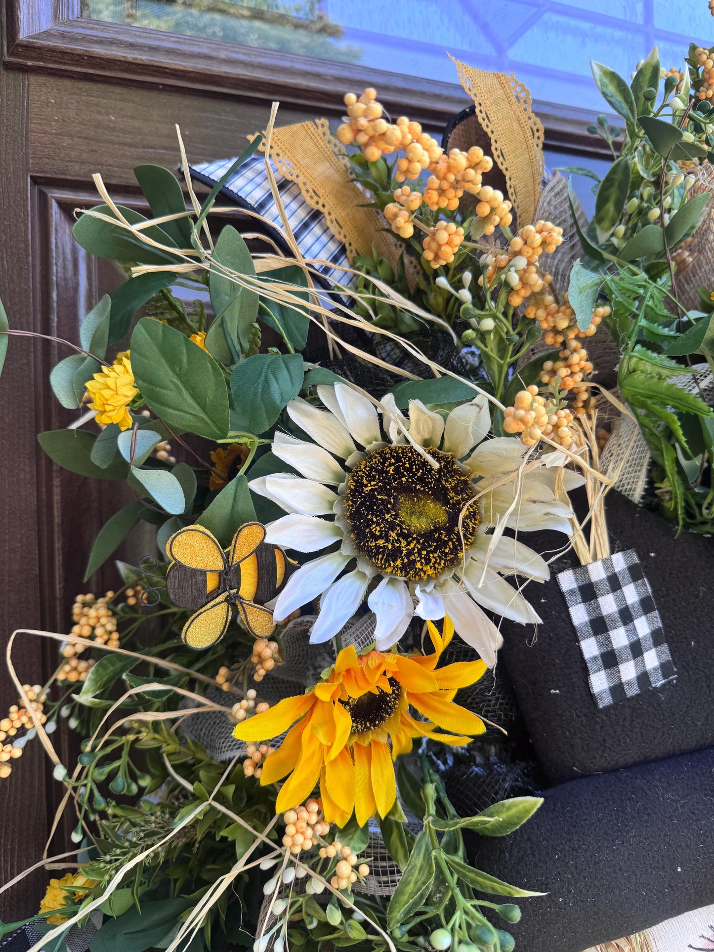 Scarecrow Fall Wreath for Front Door, Fall Home Decor, Sunflower Door Decor, Scarecrow Door Decoration, Autumn Wreath, Thanksgiving Decor