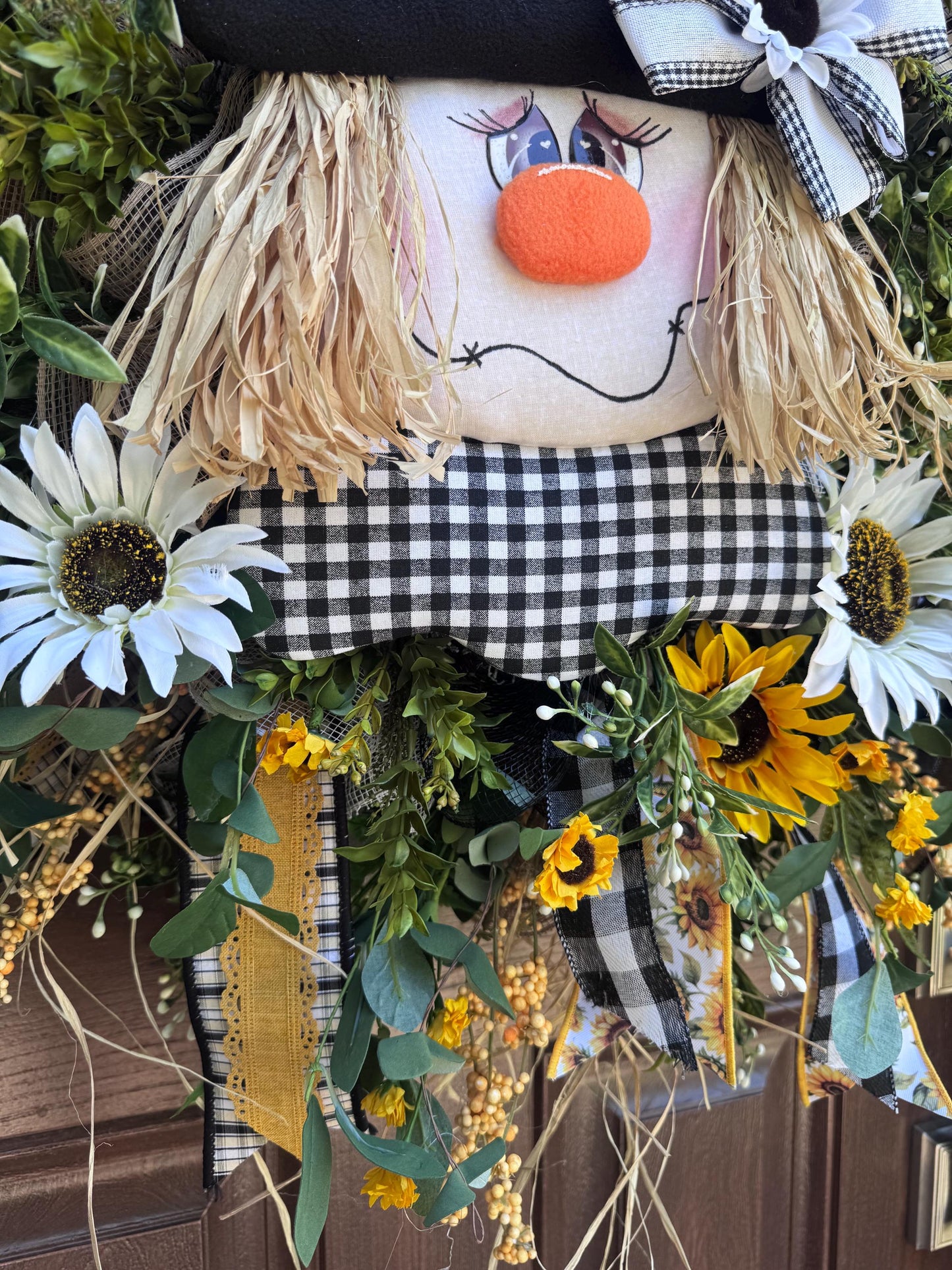 Scarecrow Fall Wreath for Front Door, Fall Home Decor, Sunflower Door Decor, Scarecrow Door Decoration, Autumn Wreath, Thanksgiving Decor