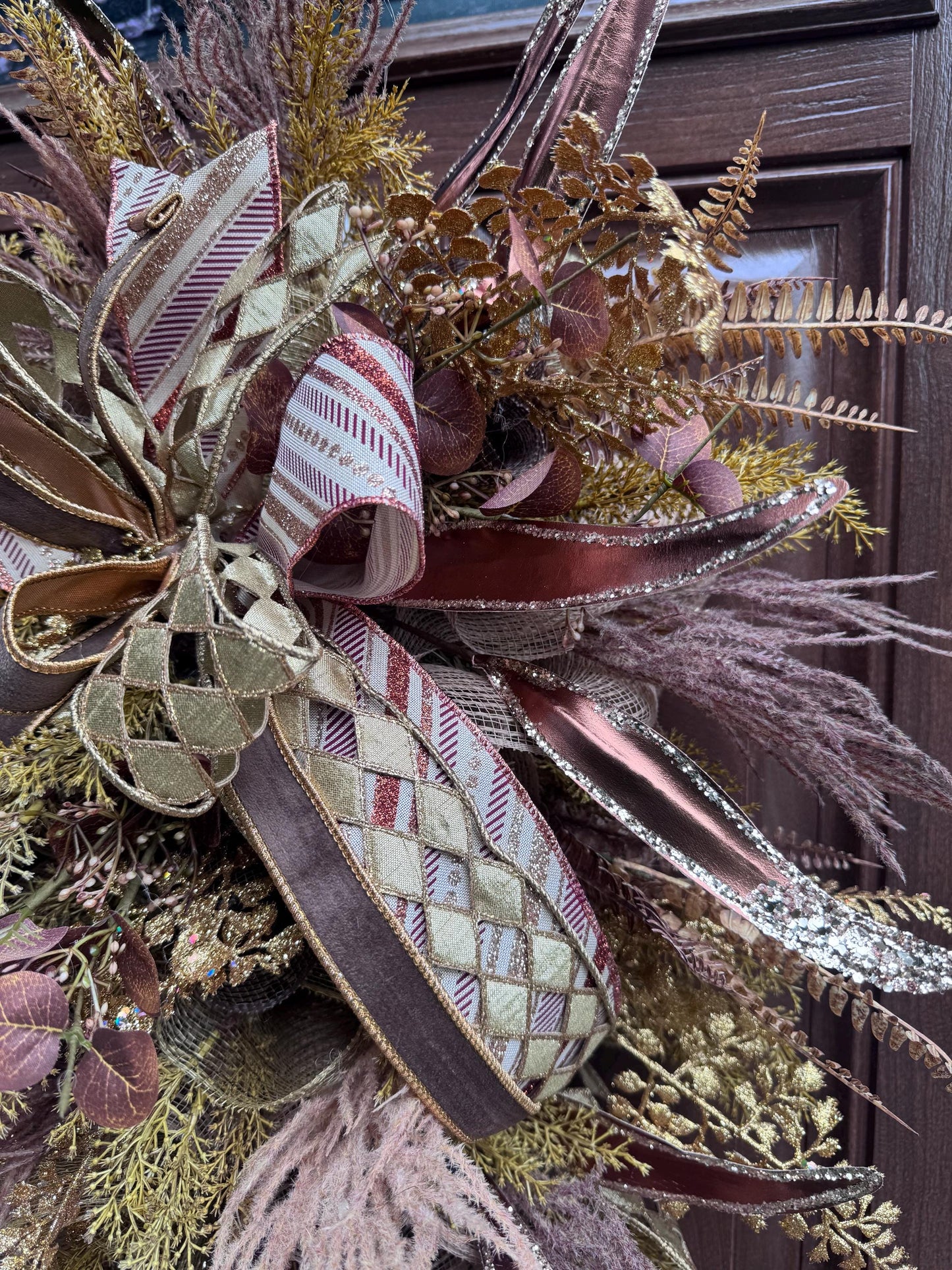 Rustic Fall Door Swag, Elegant Front Door Decor, Glam Autumn Wreath Alternative, Farmhouse Style Accent for Wall Hanger, Gift for Her Mom