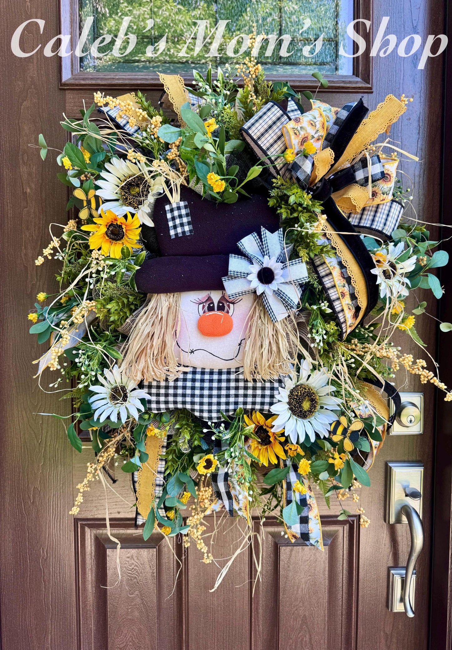 Scarecrow Fall Wreath for Front Door, Fall Home Decor, Sunflower Door Decor, Scarecrow Door Decoration, Autumn Wreath, Thanksgiving Decor