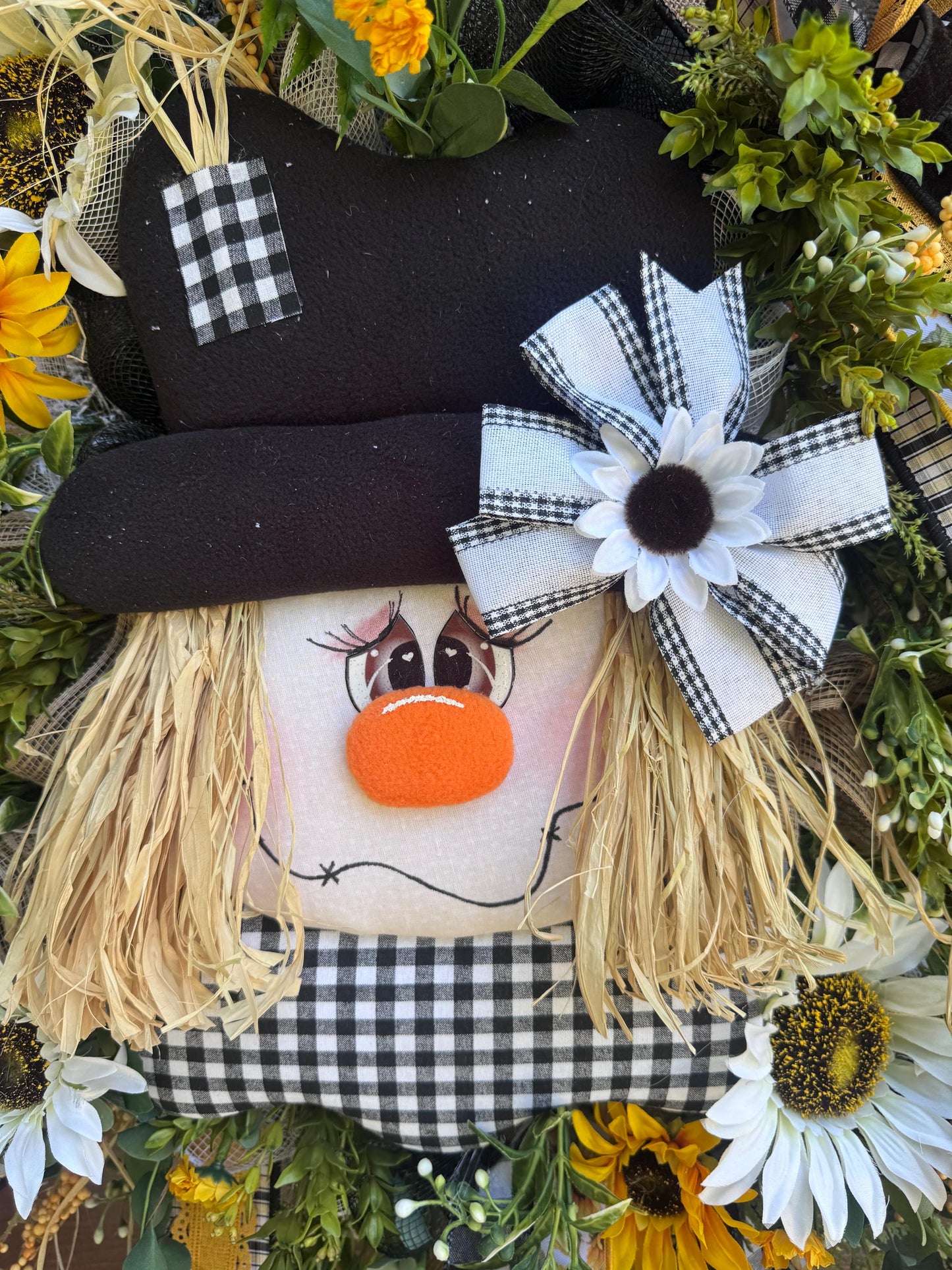 Scarecrow Fall Wreath for Front Door, Fall Home Decor, Sunflower Door Decor, Scarecrow Door Decoration, Autumn Wreath, Thanksgiving Decor