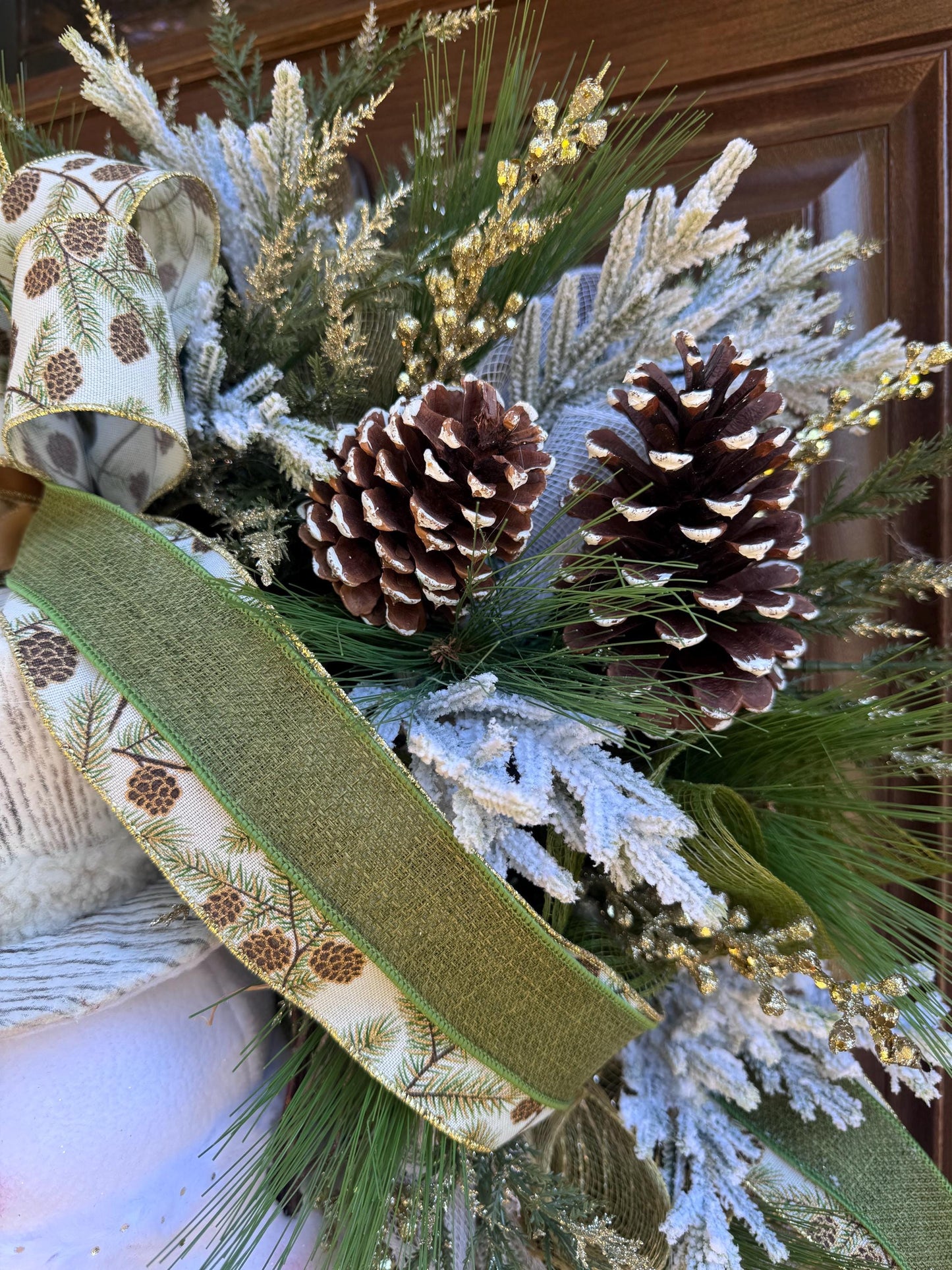 Snowman Winter Wreath for Front Door, Christmas Home Decor for Outdoor Porch or Indoor Office Wall Hanging, Grey and White Snowman Decor