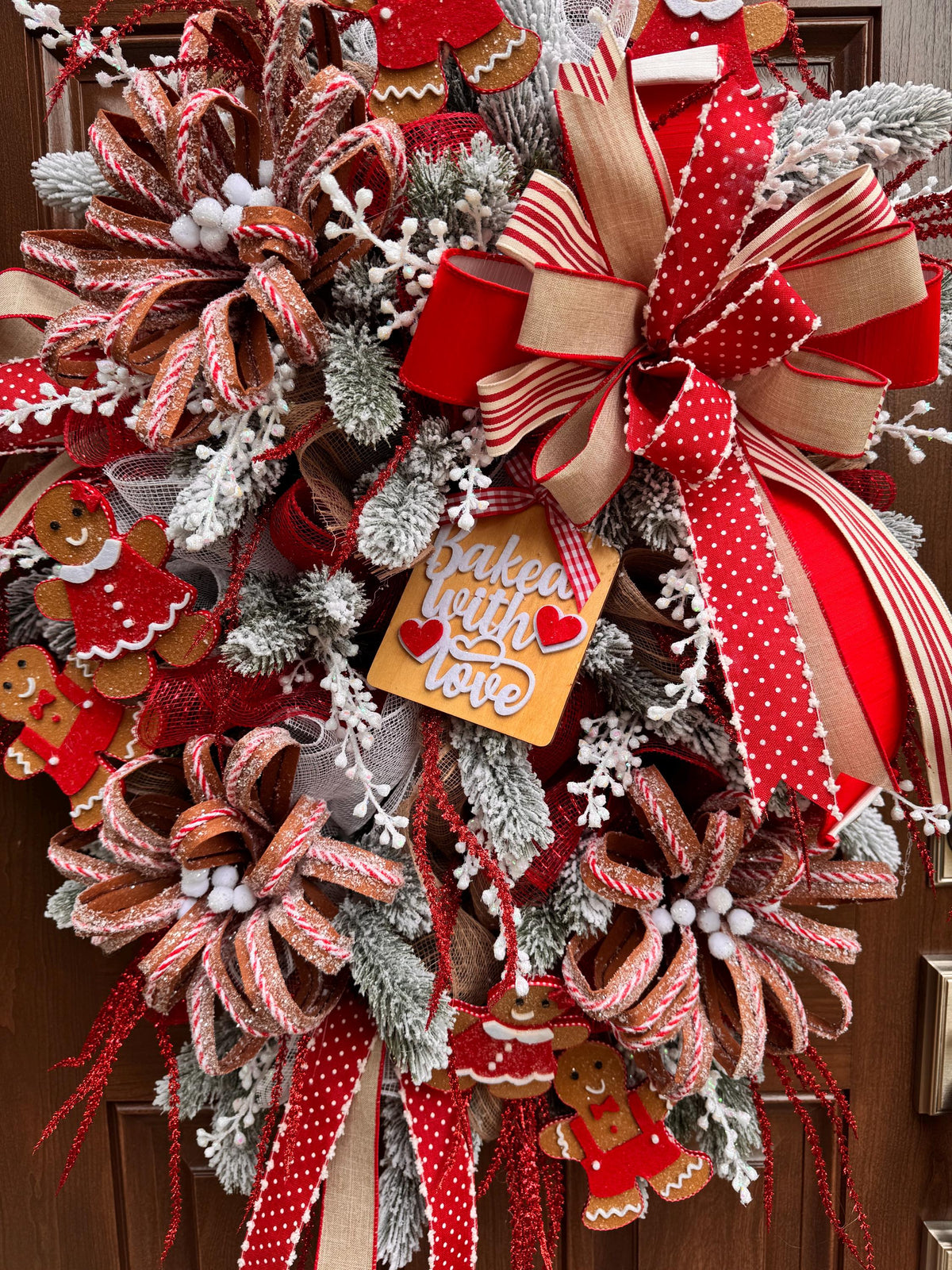 Gingerbread Christmas Wreath, Whimsical Holiday Hanger, Candy Christmas Front Door Decor, Gingerbread Kitchen Decor