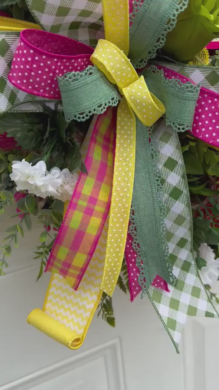Tropical Flower Wreath for Front Door Hawaiian Home Decor for Outdoor Porch or indoor Office Wall Hanging Beach Decor