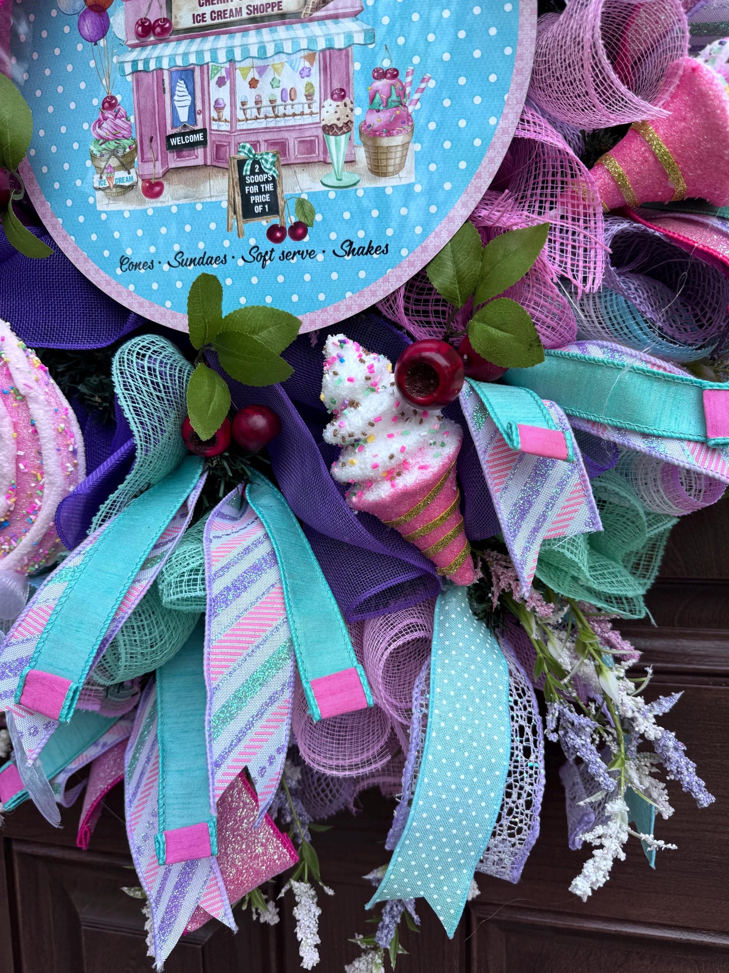 Whimsical Popsicle Wreath for Front Door, Ice Cream Shop Decor, Birthday Party Decoration, Candy Land Theme Decor for Outdoor Porch