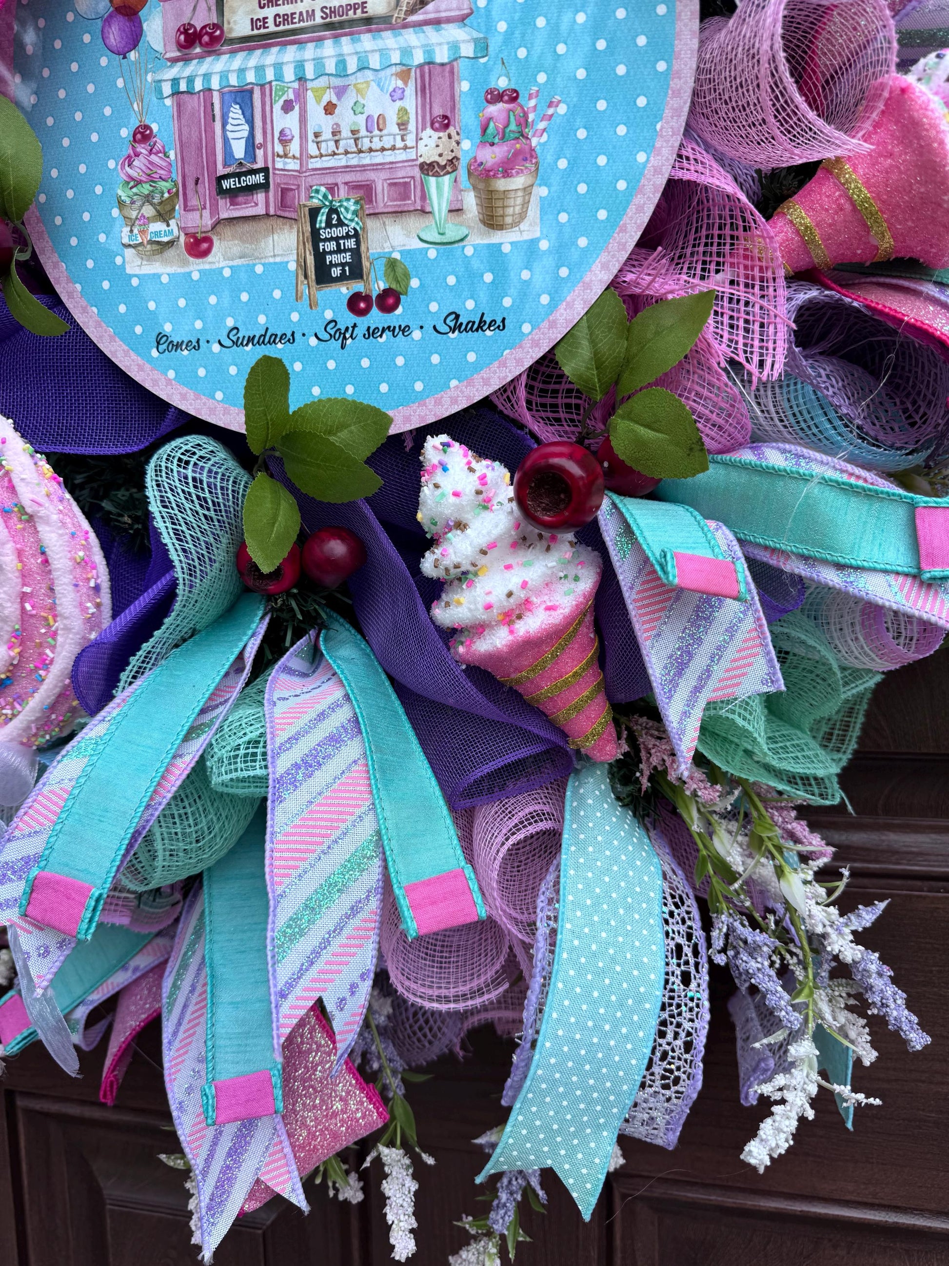 Whimsical Popsicle Wreath for Front Door, Ice Cream Shop Decor, Birthday Party Decoration, Candy Land Theme Decor for Outdoor Porch