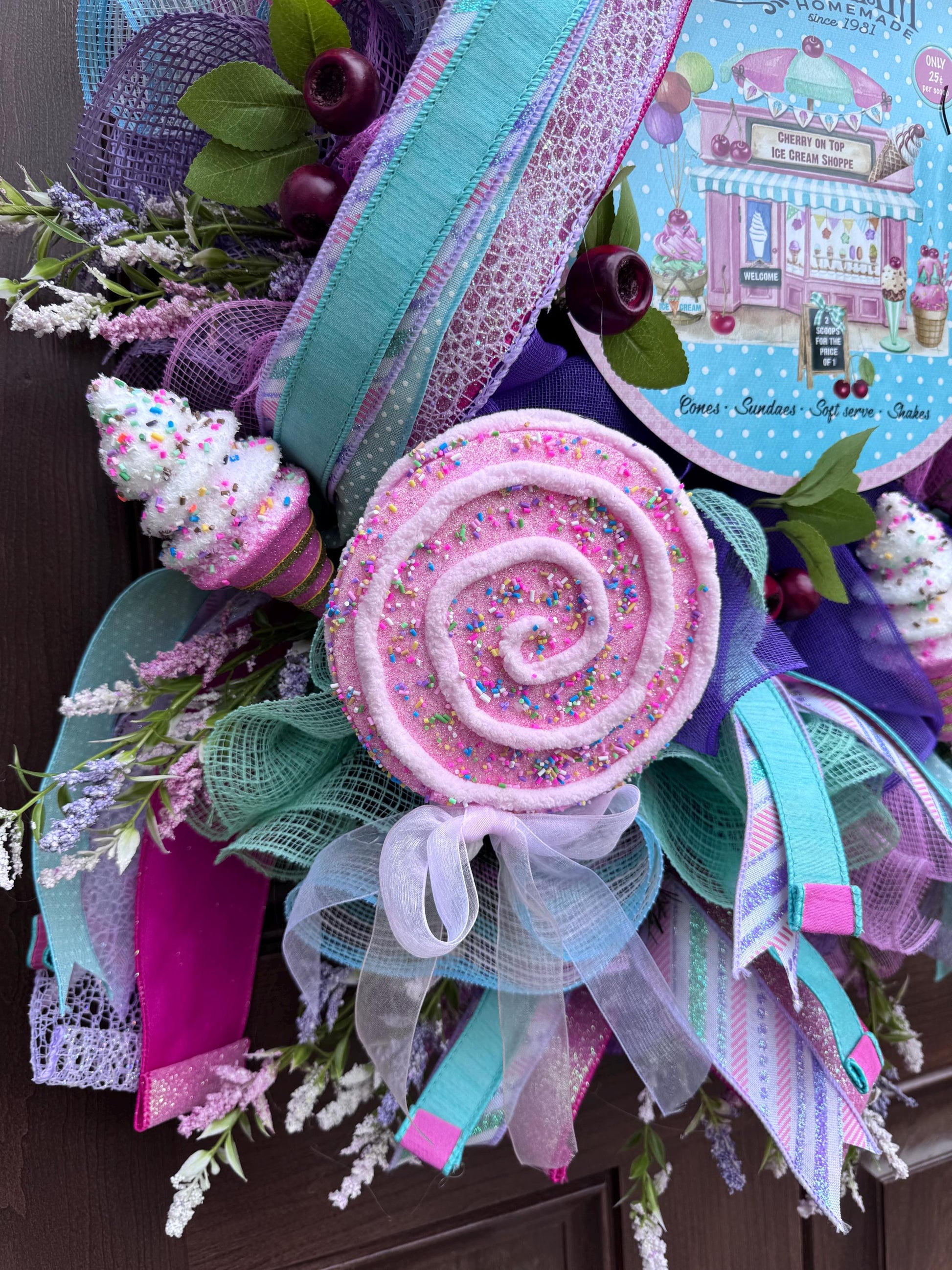 Whimsical Popsicle Wreath for Front Door, Ice Cream Shop Decor, Birthday Party Decoration, Candy Land Theme Decor for Outdoor Porch