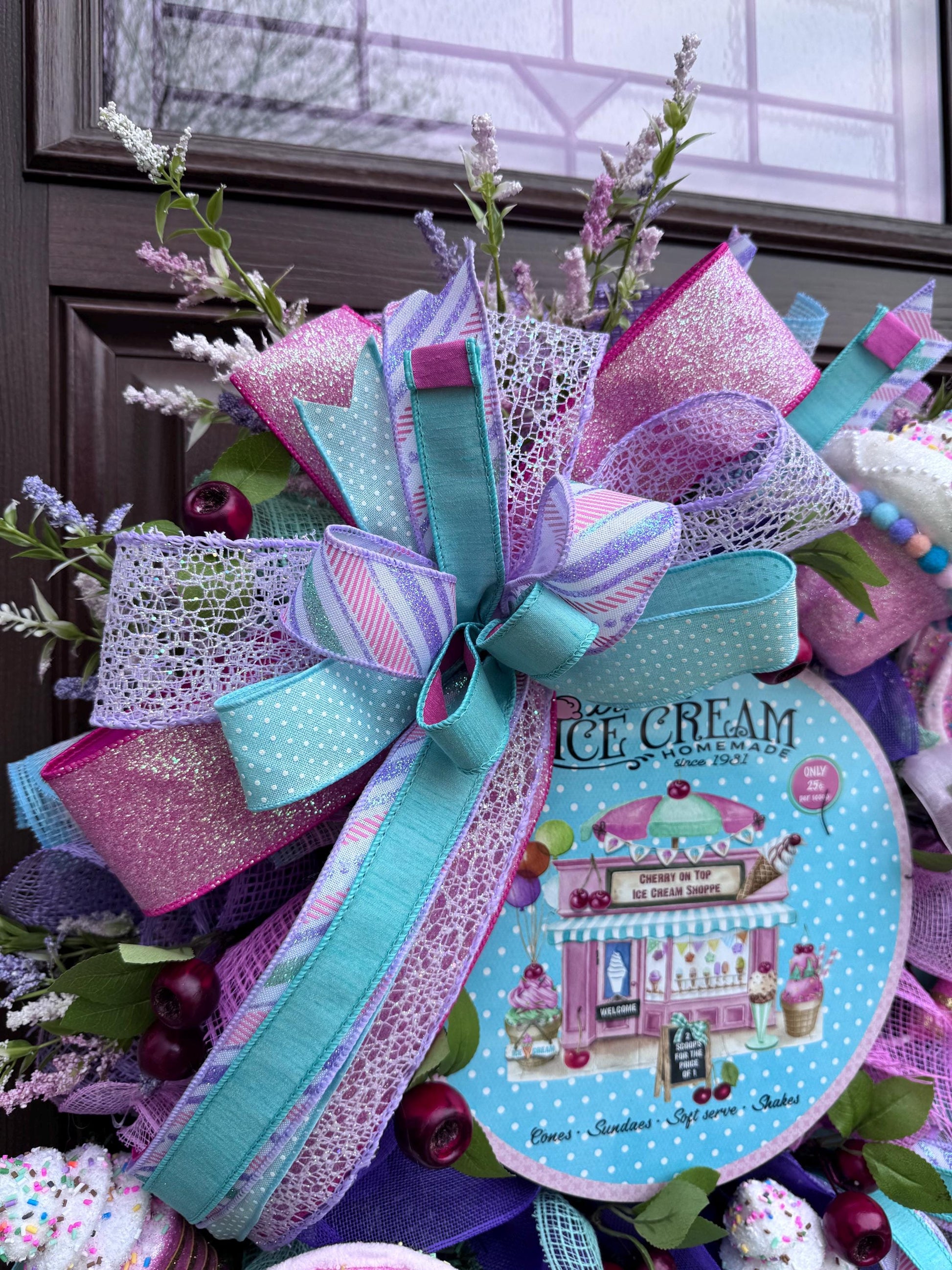 Whimsical Popsicle Wreath for Front Door, Ice Cream Shop Decor, Birthday Party Decoration, Candy Land Theme Decor for Outdoor Porch