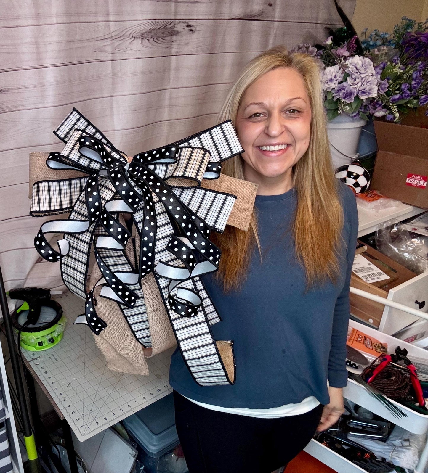 XL Handmade Bow for Door or Wreath Attachment
