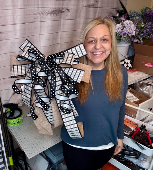 XL Handmade Bow for Door or Wreath Attachment