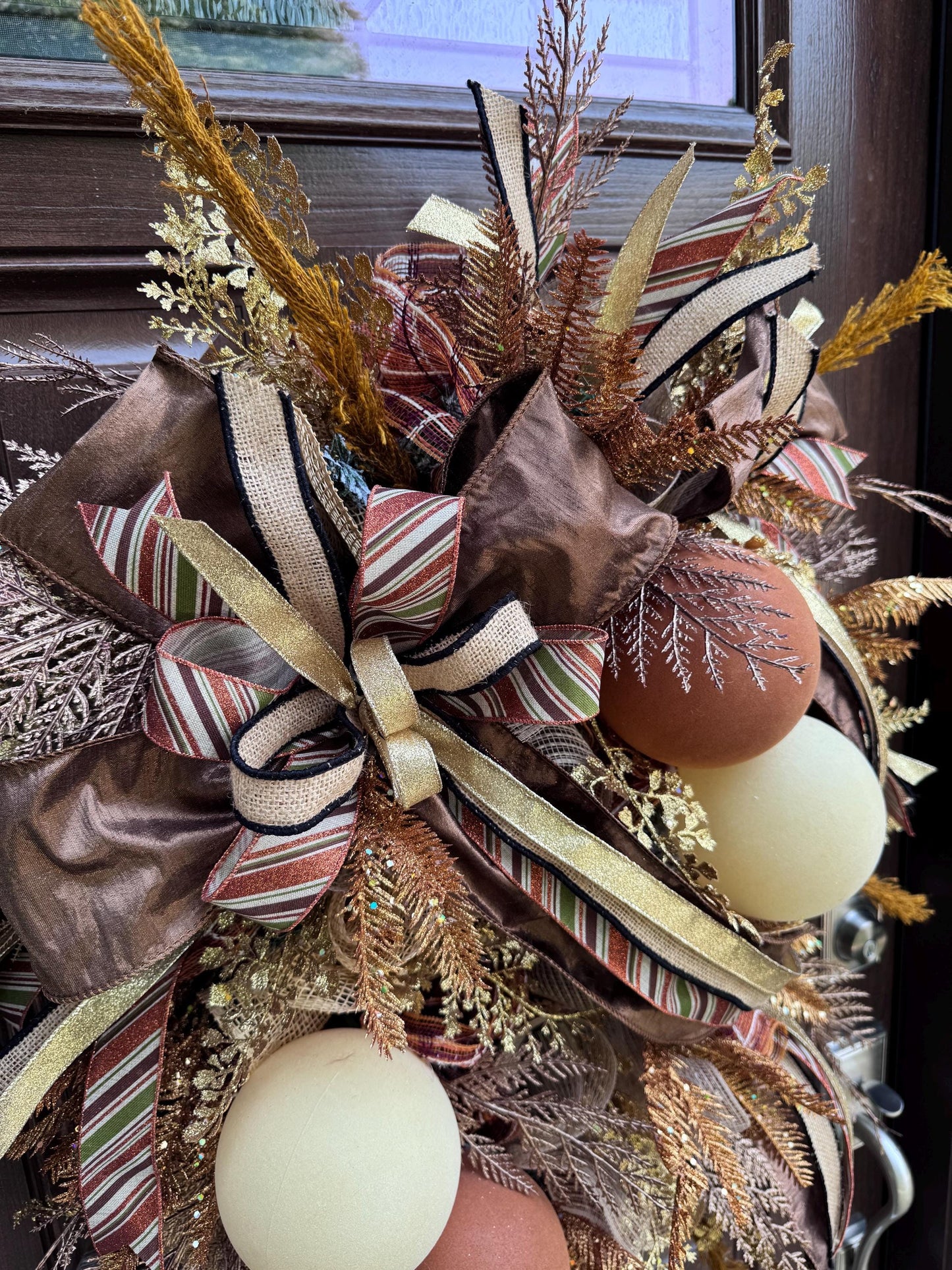 Glam Fall Wreath for Front Door, Elegant Autumn Home Decor for Outdoor Porch or Indoor Office Wall Hanging, Decorative Thanksgiving Accent