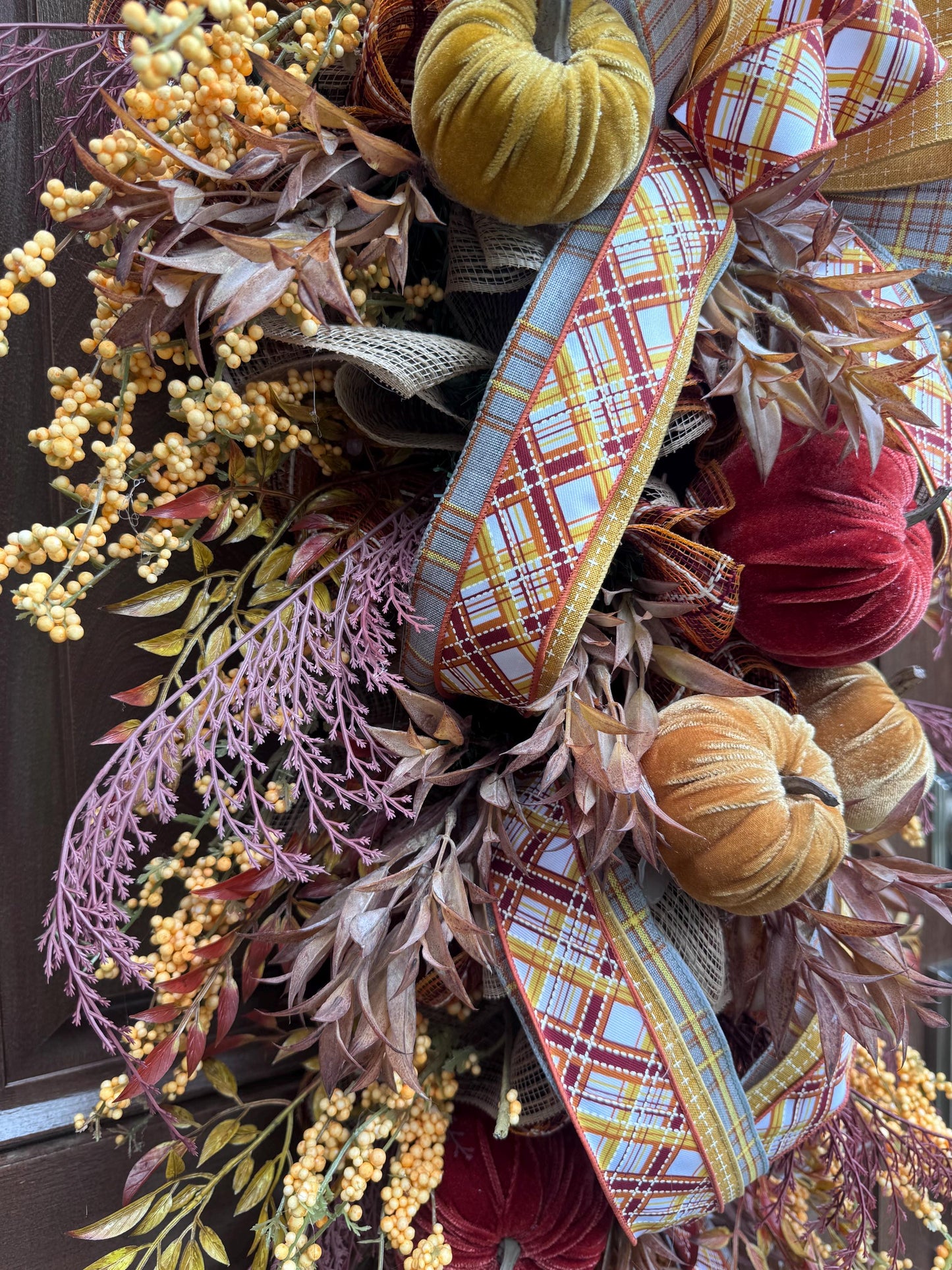 Rustic Fall Pumpkin Swag Wreath for Door, Elegant Fall Home Decor for Front Porch or Office Wall Hanger, Fall Hostess Gift For Her Mom