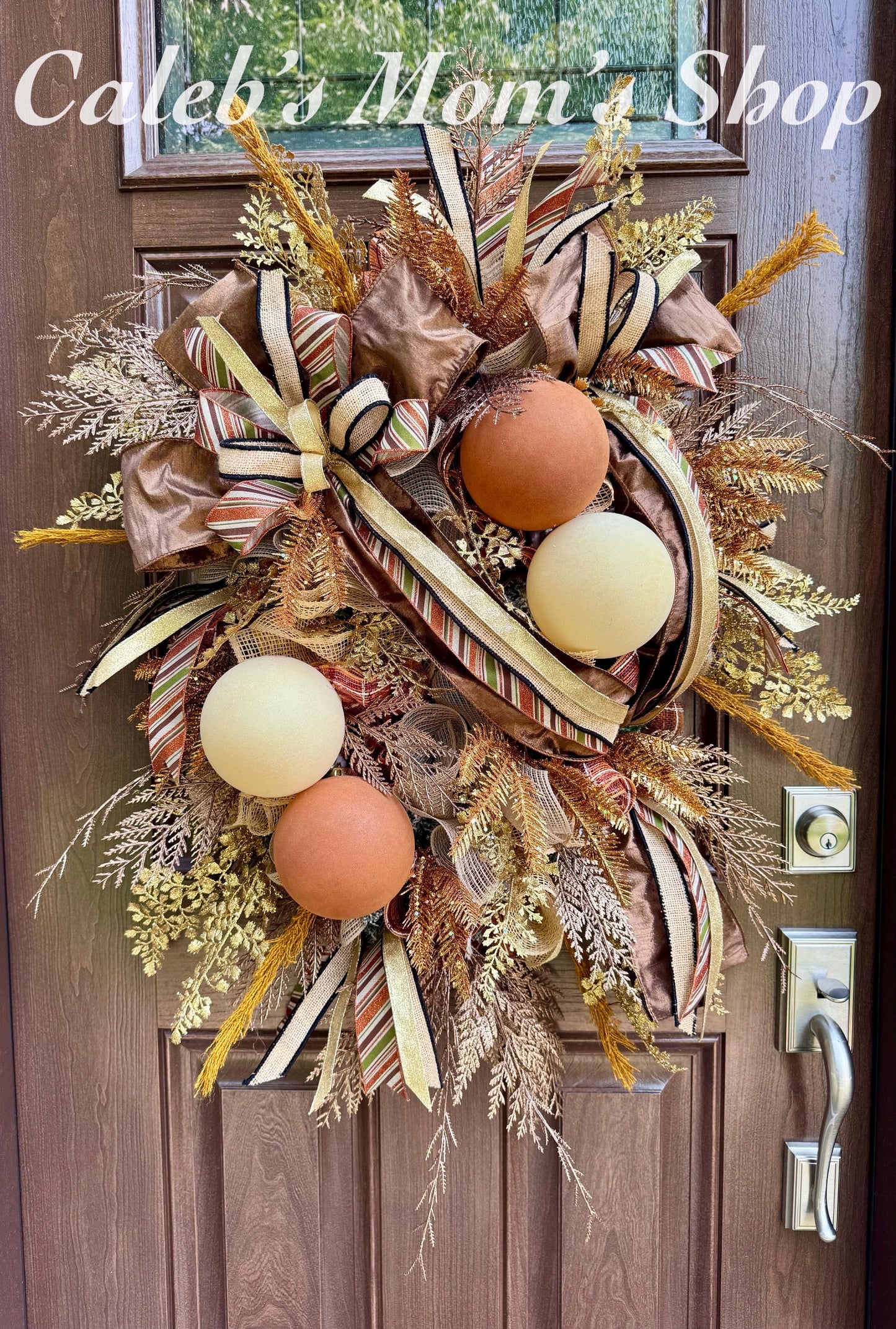 Glam Fall Wreath for Front Door, Elegant Autumn Home Decor for Outdoor Porch or Indoor Office Wall Hanging, Decorative Thanksgiving Accent