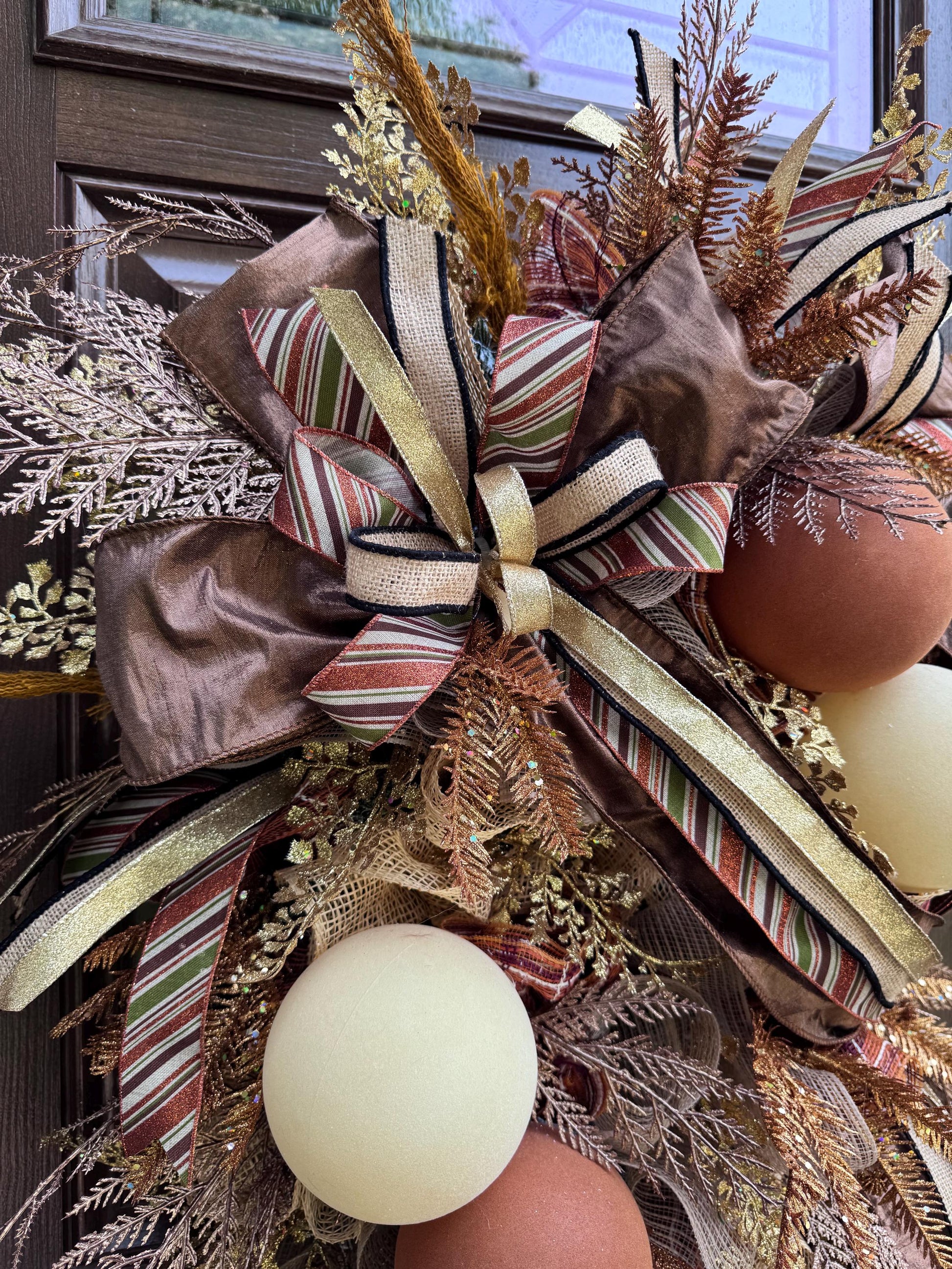 Glam Fall Wreath for Front Door, Elegant Autumn Home Decor for Outdoor Porch or Indoor Office Wall Hanging, Decorative Thanksgiving Accent