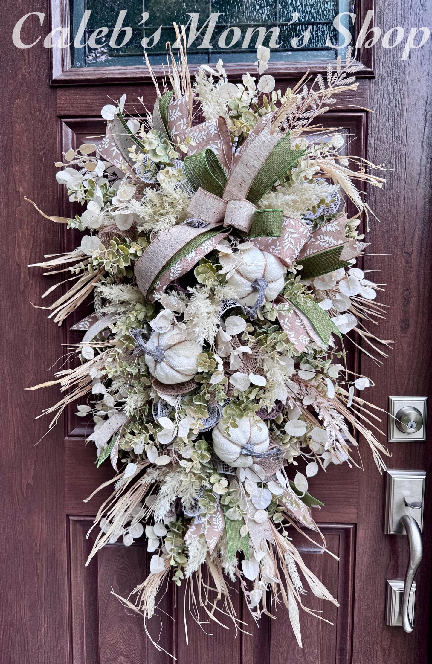 Neutra Fall Swag Wreath, Elegant Autumn Door Decor for Outdoor Porch or Indoor Office Wall Hanger, Farmhouse Swag Door Accent for Home Decor