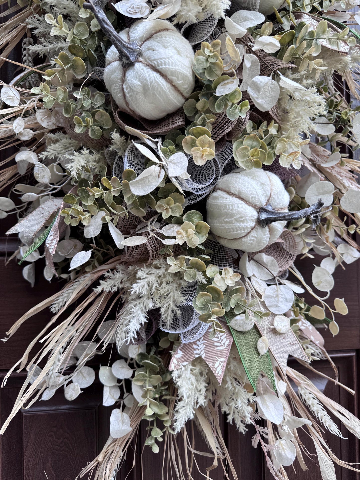 Neutra Fall Swag Wreath, Elegant Autumn Door Decor for Outdoor Porch or Indoor Office Wall Hanger, Farmhouse Swag Door Accent for Home Decor