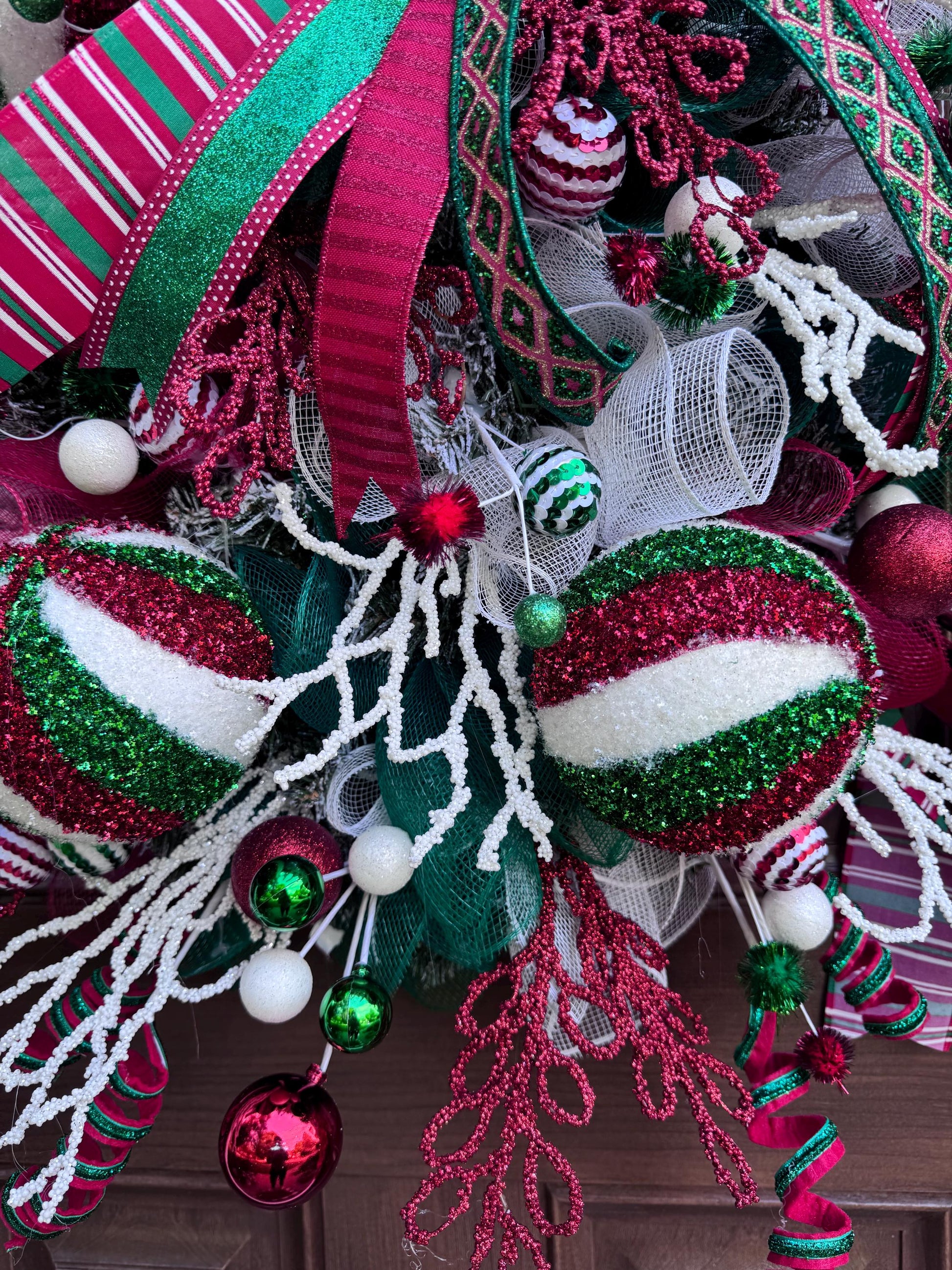 Traditional Christmas Wreath for Front Door, Luxury Holiday Ornament Wreath, Glam Winter Decor for Porch, Indoor Office, or Wall Hanging