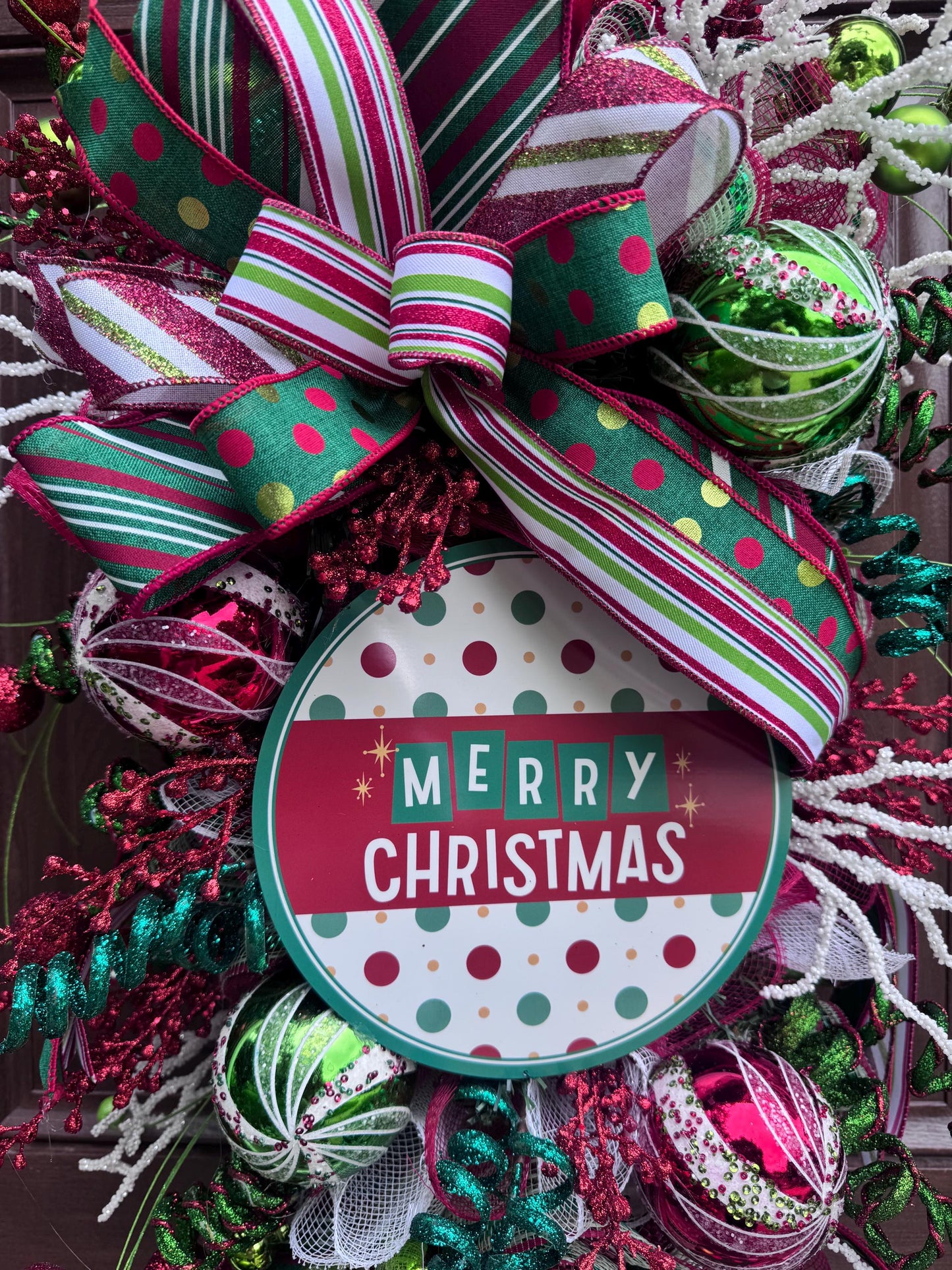 Elf Merry Christmas Swag Wreath for Front Door, Holiday Party Door Decor, Christmas Swag, Whimsical Holiday Door Hanger for Porch or Office