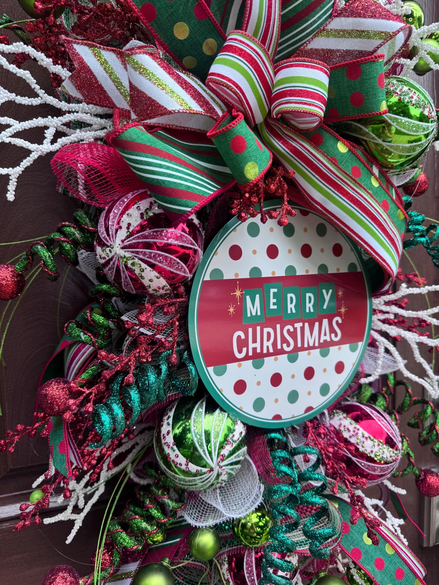 Elf Merry Christmas Swag Wreath for Front Door, Holiday Party Door Decor, Christmas Swag, Whimsical Holiday Door Hanger for Porch or Office