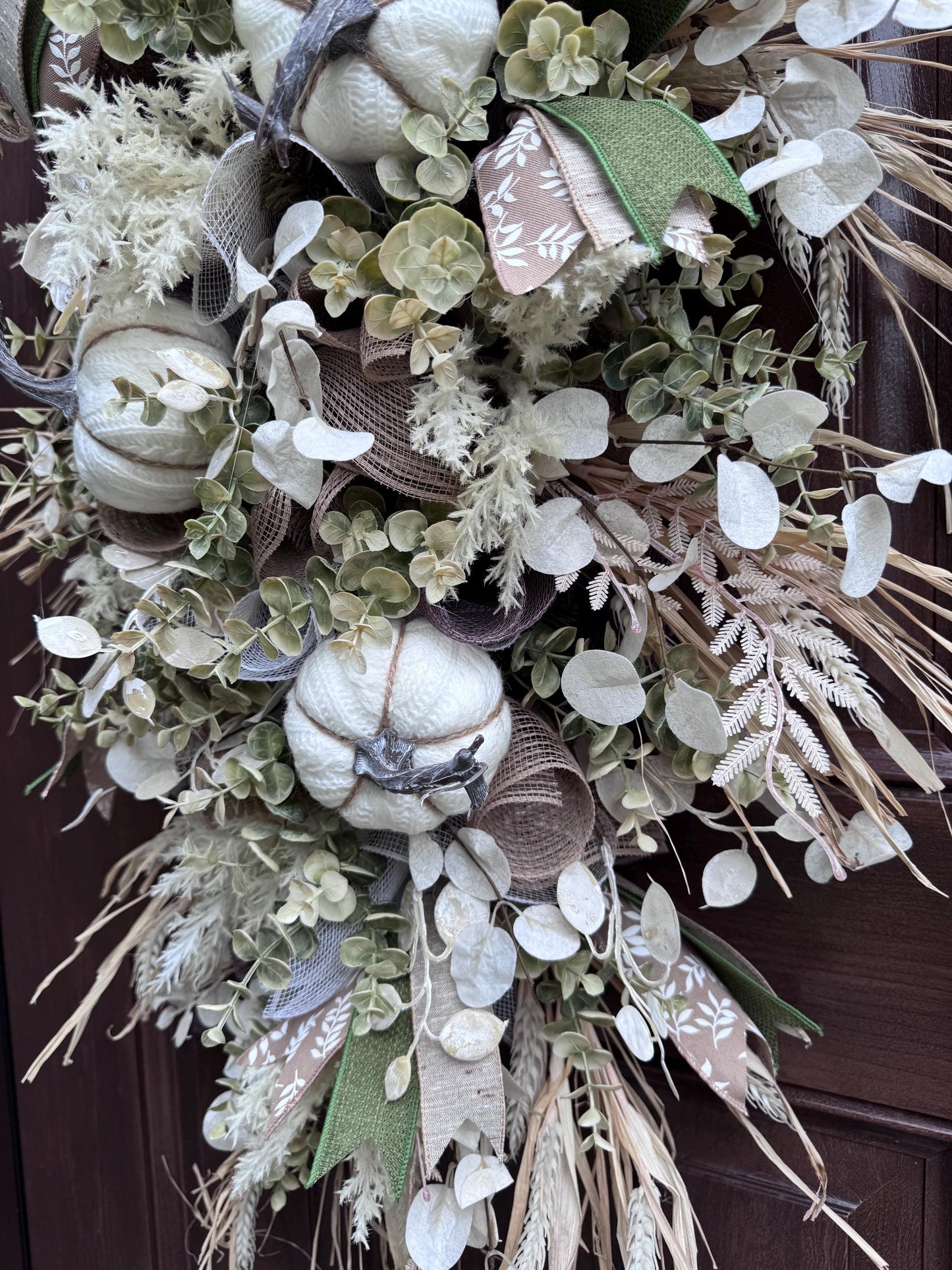 Neutra Fall Swag Wreath, Elegant Autumn Door Decor for Outdoor Porch or Indoor Office Wall Hanger, Farmhouse Swag Door Accent for Home Decor