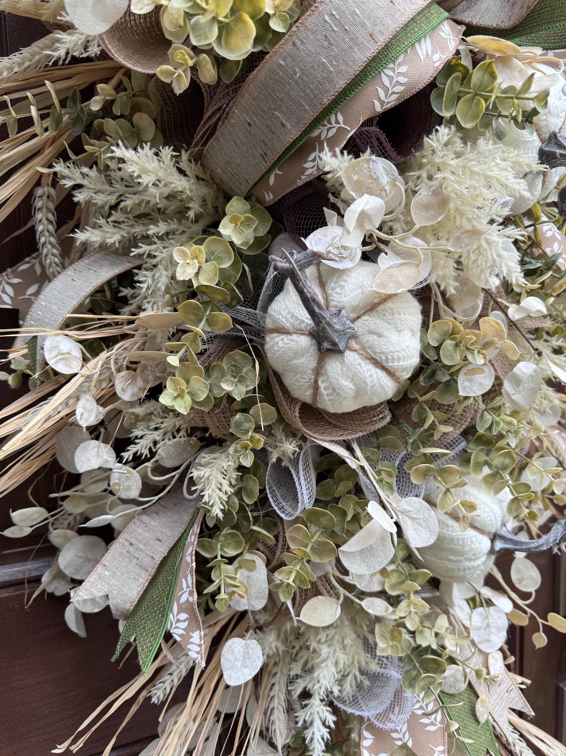 Neutra Fall Swag Wreath, Elegant Autumn Door Decor for Outdoor Porch or Indoor Office Wall Hanger, Farmhouse Swag Door Accent for Home Decor