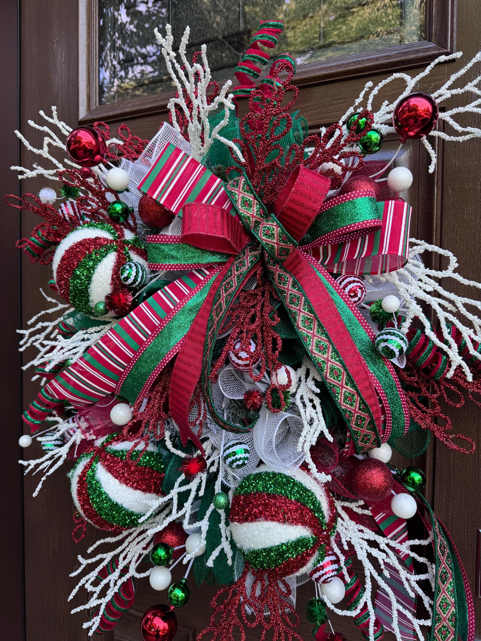 Traditional Christmas Wreath for Front Door, Luxury Holiday Ornament Wreath, Glam Winter Decor for Porch, Indoor Office, or Wall Hanging