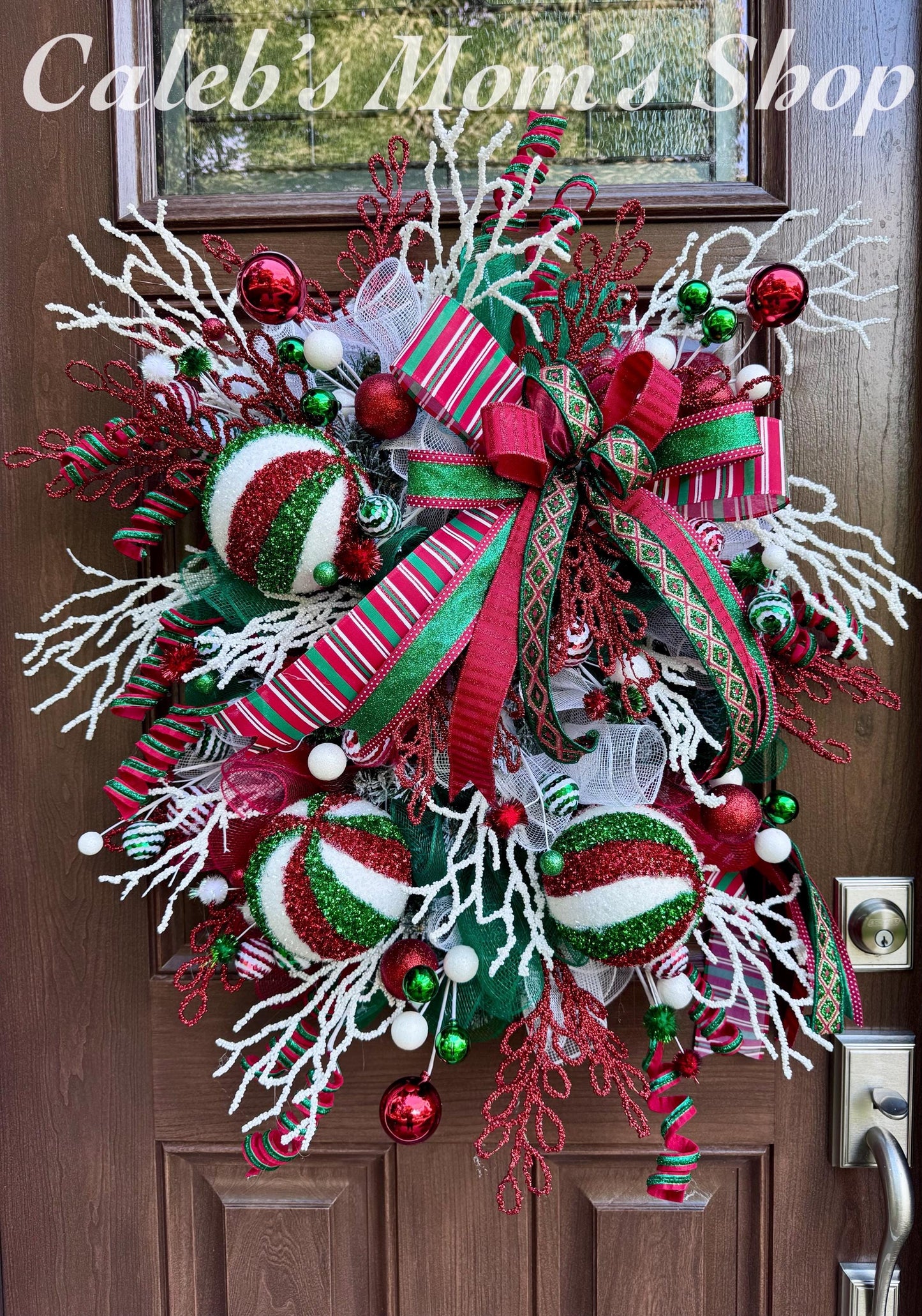 Traditional Christmas Wreath for Front Door, Luxury Holiday Ornament Wreath, Glam Winter Decor for Porch, Indoor Office, or Wall Hanging