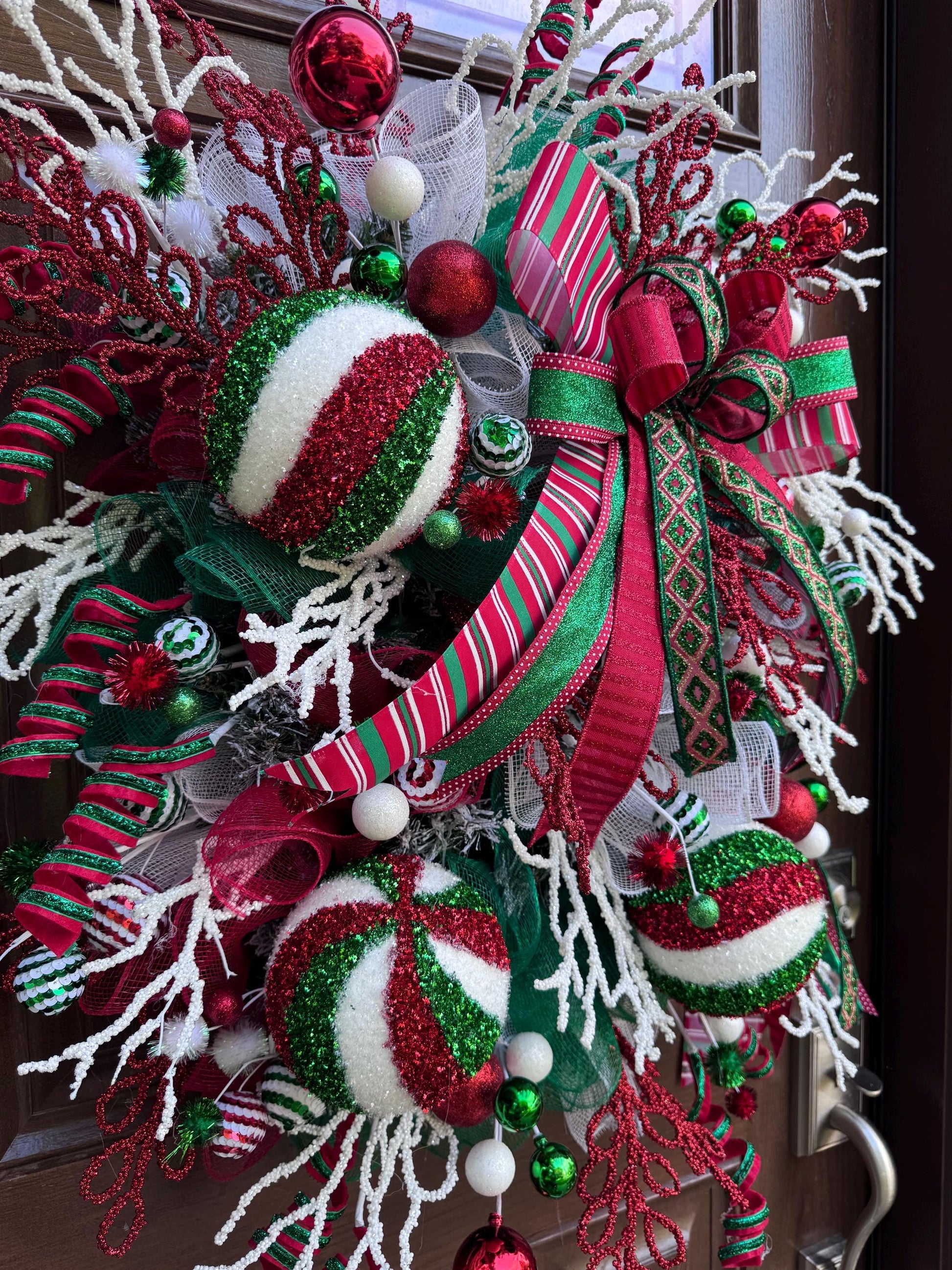 Traditional Christmas Wreath for Front Door, Luxury Holiday Ornament Wreath, Glam Winter Decor for Porch, Indoor Office, or Wall Hanging